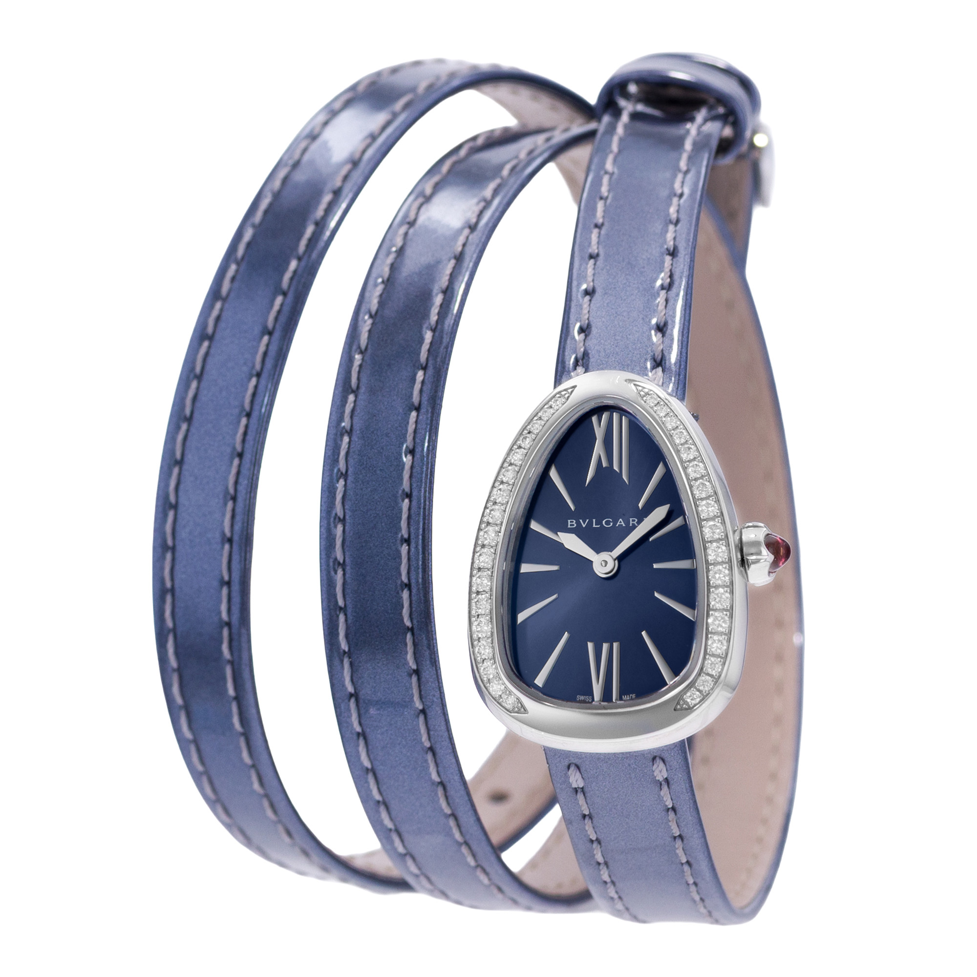 Bulgari Serpenti 102967 27mm Blue Diamond Steel Ladies Watch Pouch Papers 2023 thumbnail 4