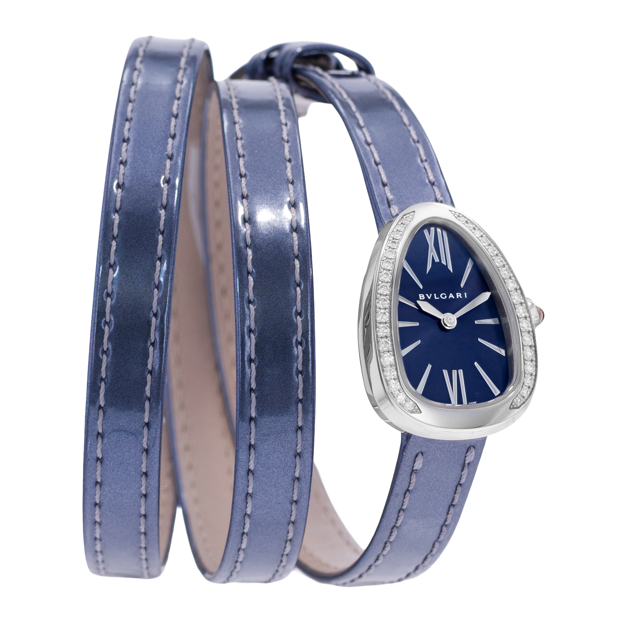 Bulgari Serpenti 102967 27mm Blue Diamond Steel Ladies Watch Pouch Papers 2023 thumbnail 7