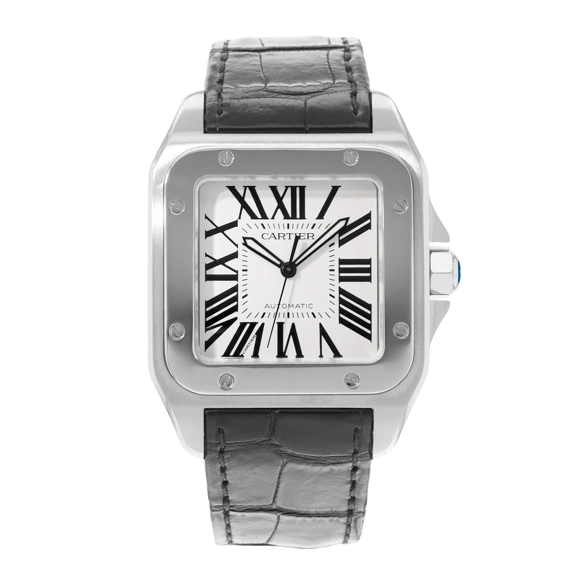 Cartier Santos 100 W20073X8 2656 38mm Silver Dial Steel Mens Watch Papers 2013 thumbnail 2