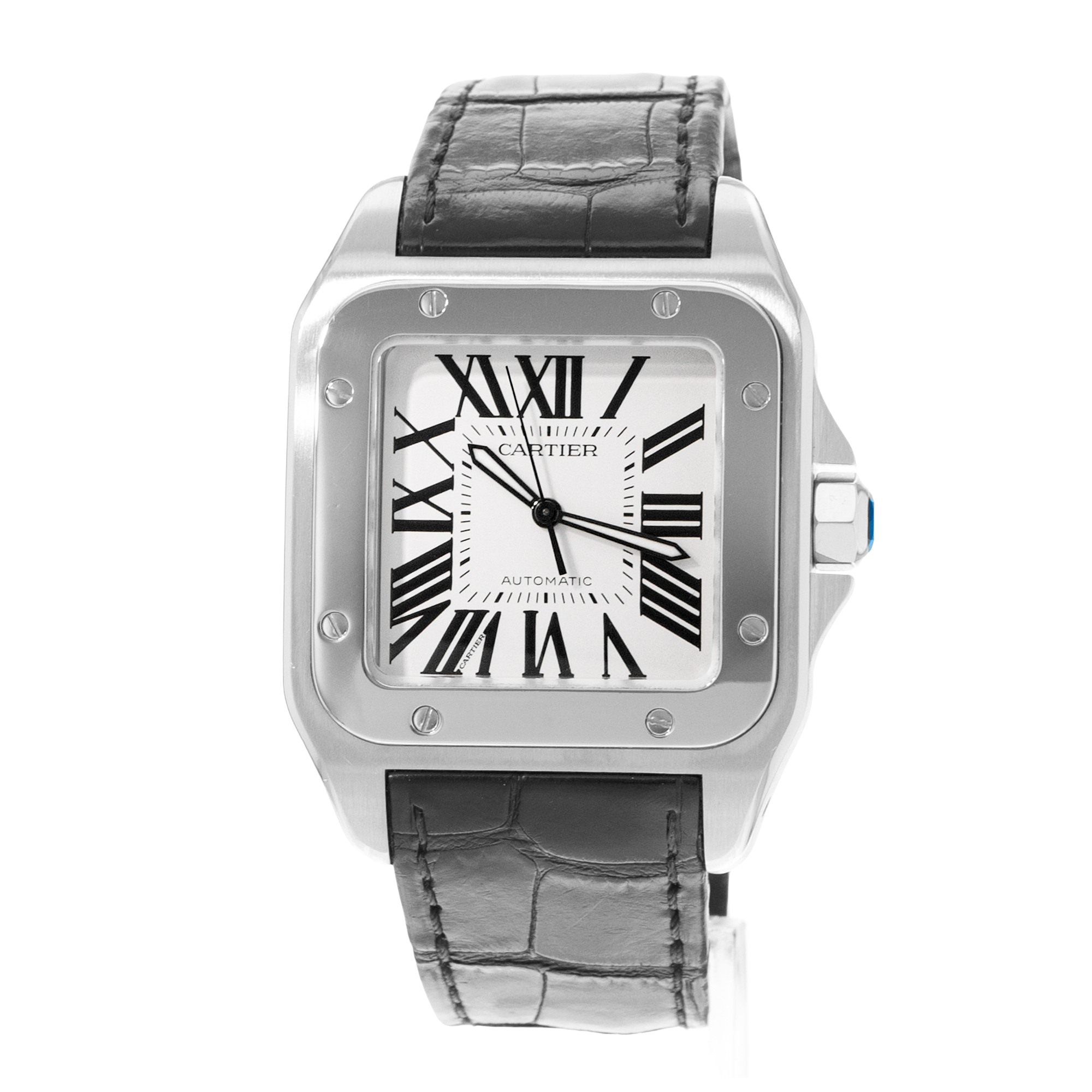 Cartier Santos 100 W20073X8 2656 38mm Silver Dial Steel Mens Watch Papers 2013 thumbnail 4