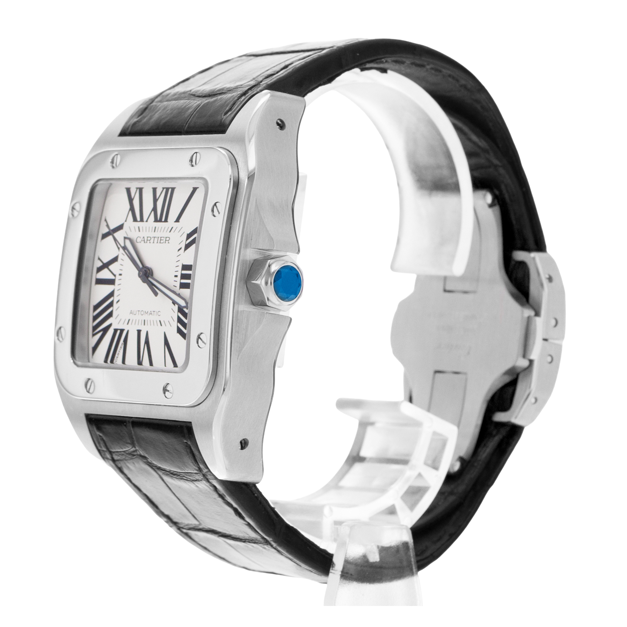 Cartier Santos 100 W20073X8 2656 38mm Silver Dial Steel Mens Watch Papers 2013 thumbnail 5