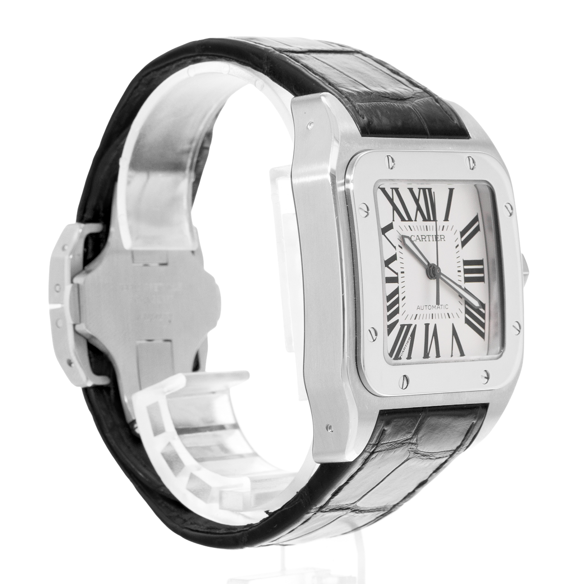 Cartier Santos 100 W20073X8 2656 38mm Silver Dial Steel Mens Watch Papers 2013 thumbnail 6