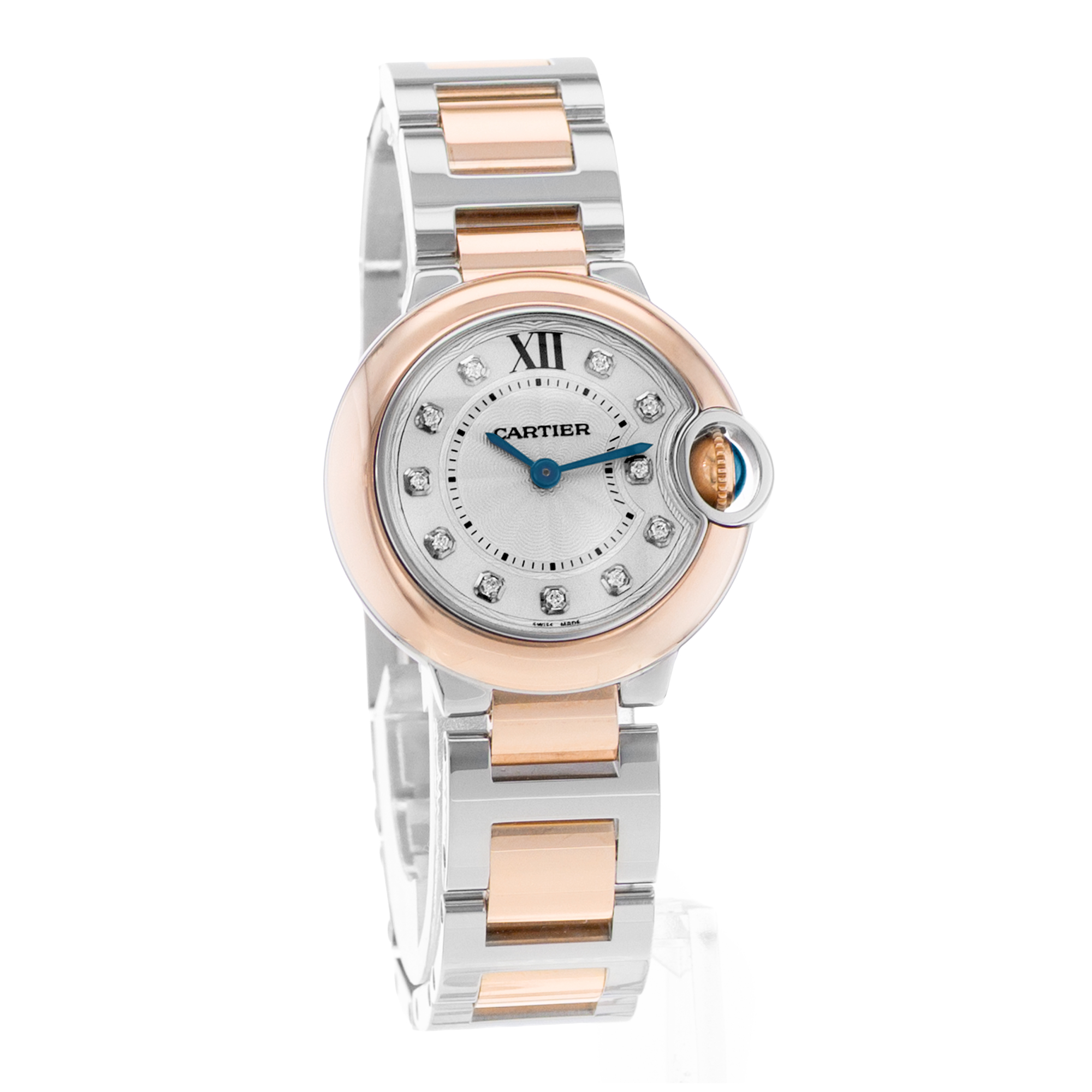 Cartier Ballon Bleu W3BB0005 3752 Diamond Steel 18k Rose Gold Watch Papers 2015 thumbnail 7