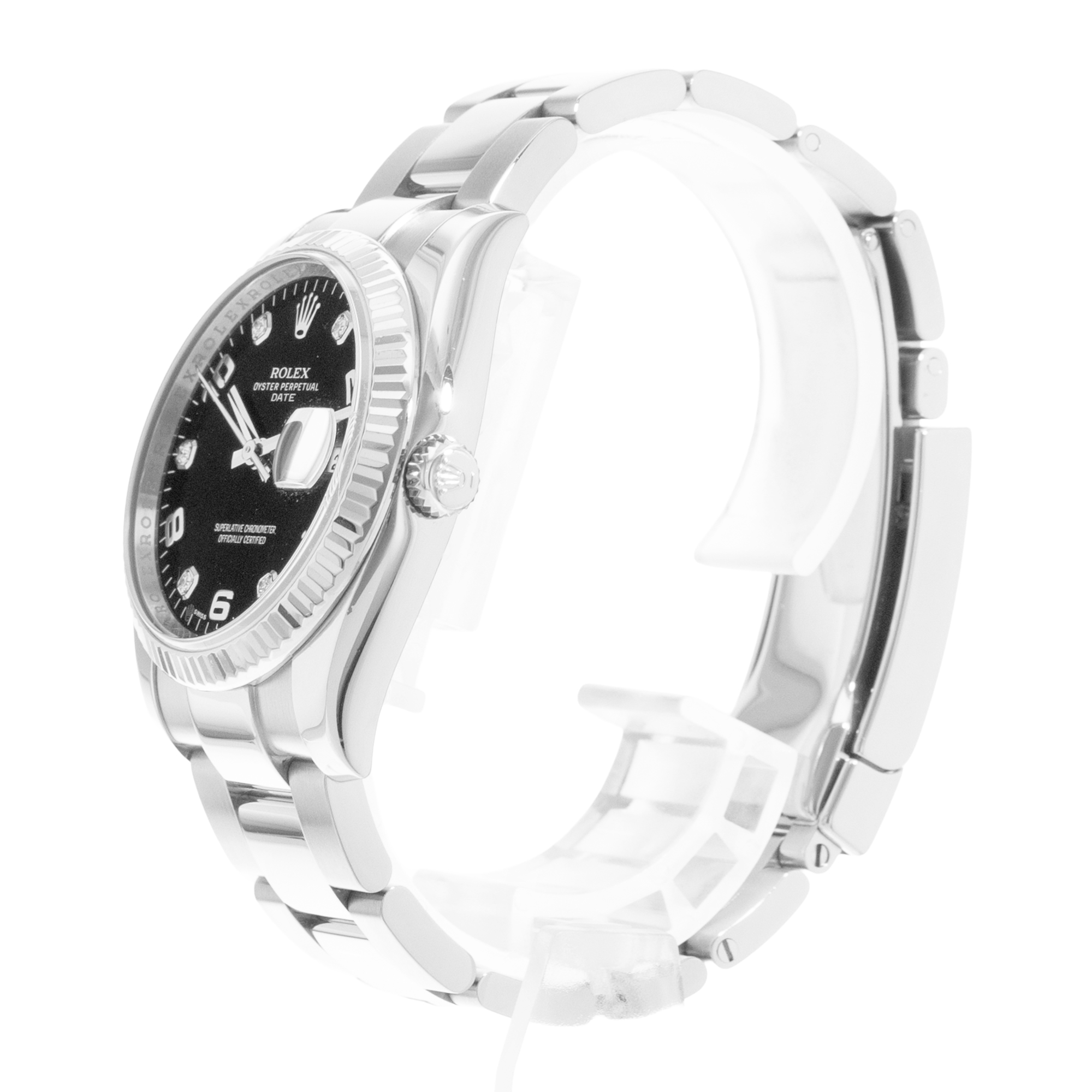 Rolex Oyster Perpetual Date 34 115234 Diamond Steel 18k White Gold Mens Watch thumbnail 4