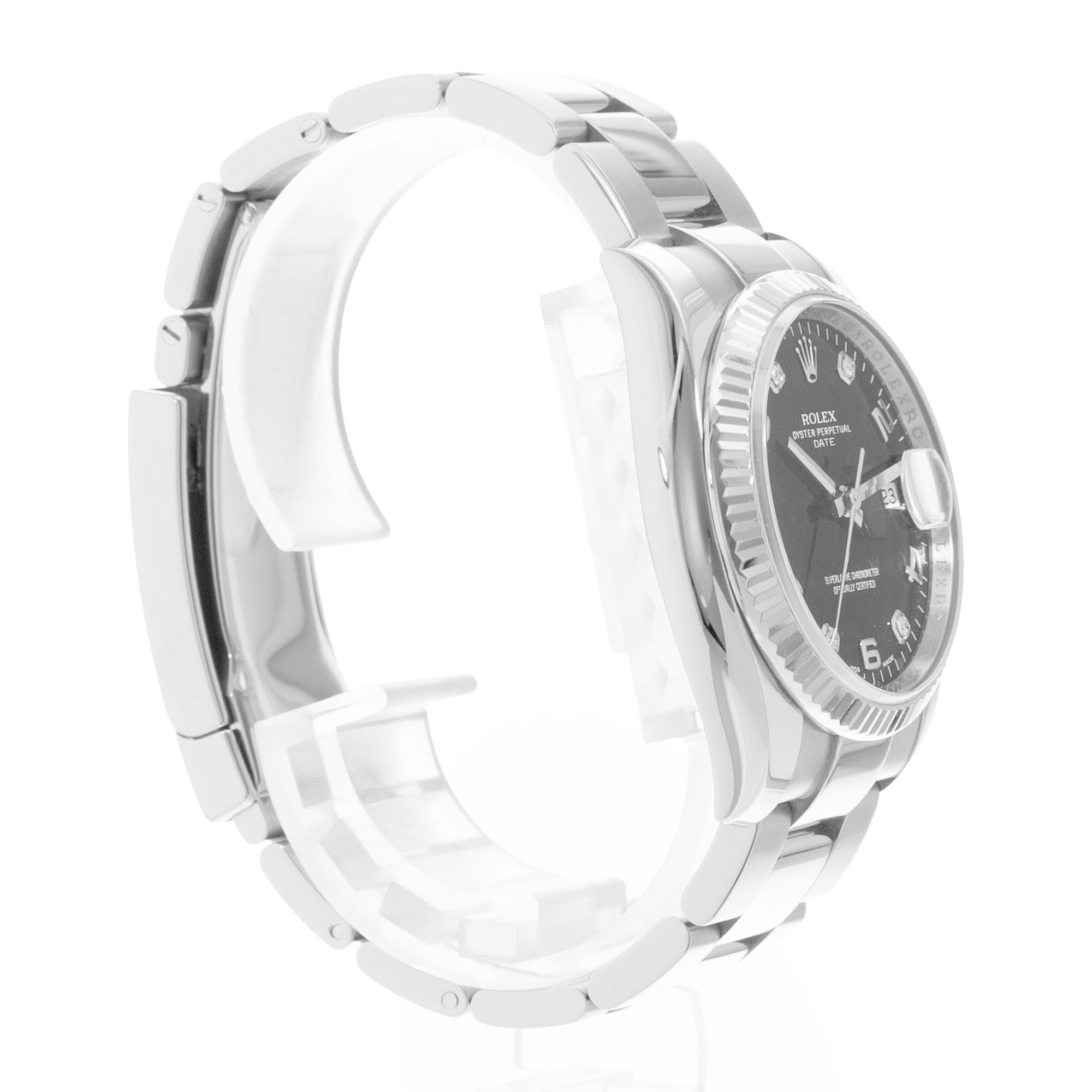 Rolex Oyster Perpetual Date 34 115234 Diamond Steel 18k White Gold Mens Watch thumbnail 5