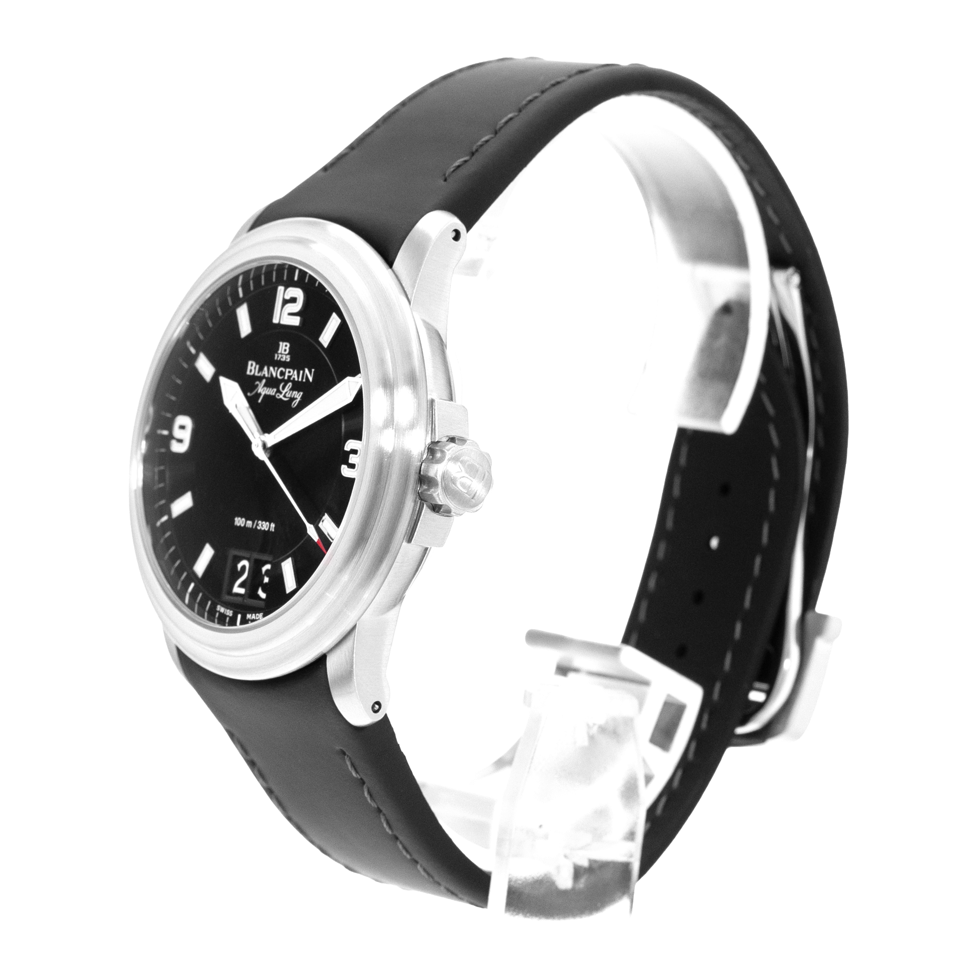 Blancpain Leman Aqua Lung Date 2850B-1130-64B 40mm Black Steel Watch Box Papers thumbnail 5