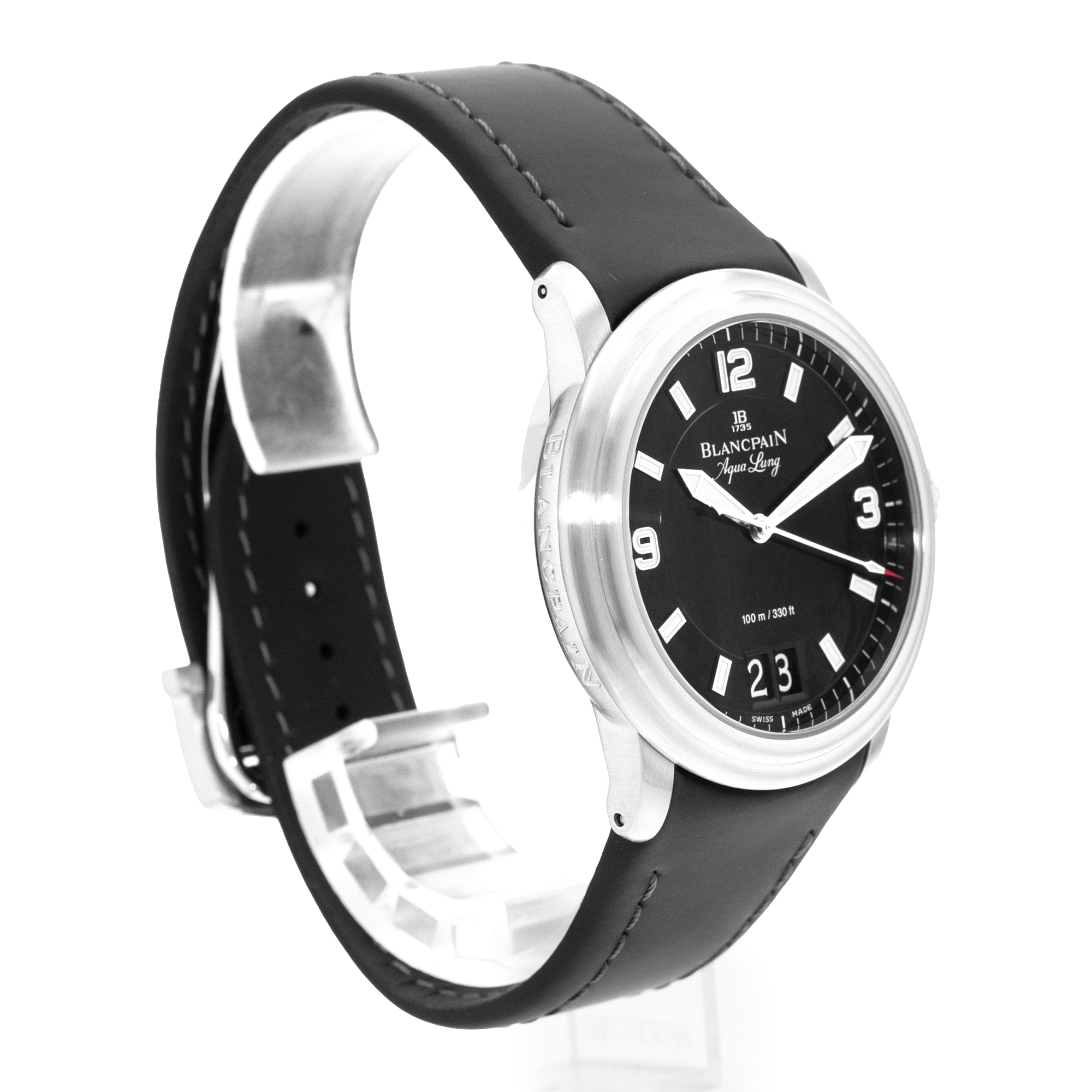 Blancpain Leman Aqua Lung Date 2850B-1130-64B 40mm Black Steel Watch Box Papers thumbnail 6