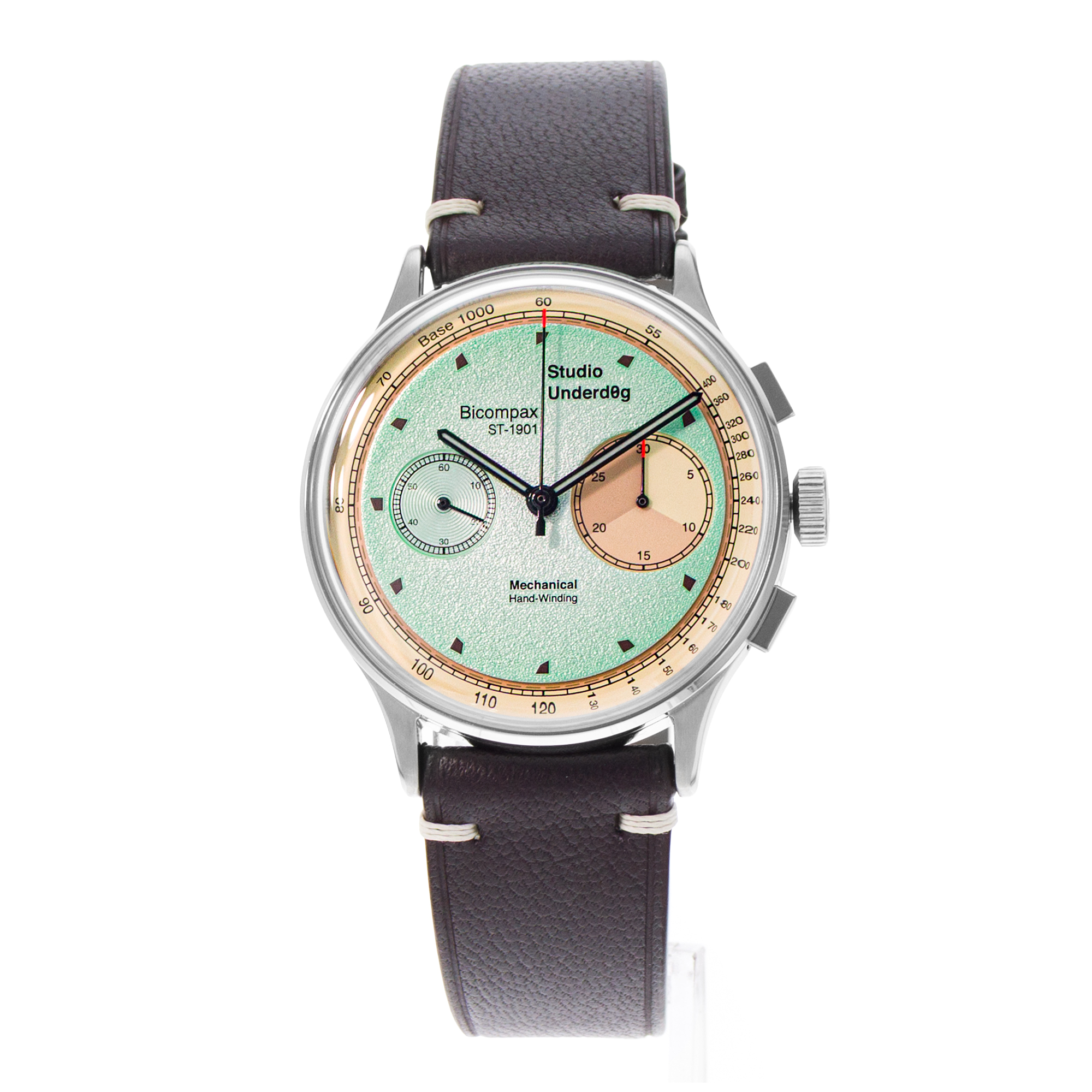 Studio Underd0g Mint Ch0c Chip ST-1901B 38mm Steel Chronograph Mens Watch Box thumbnail 3