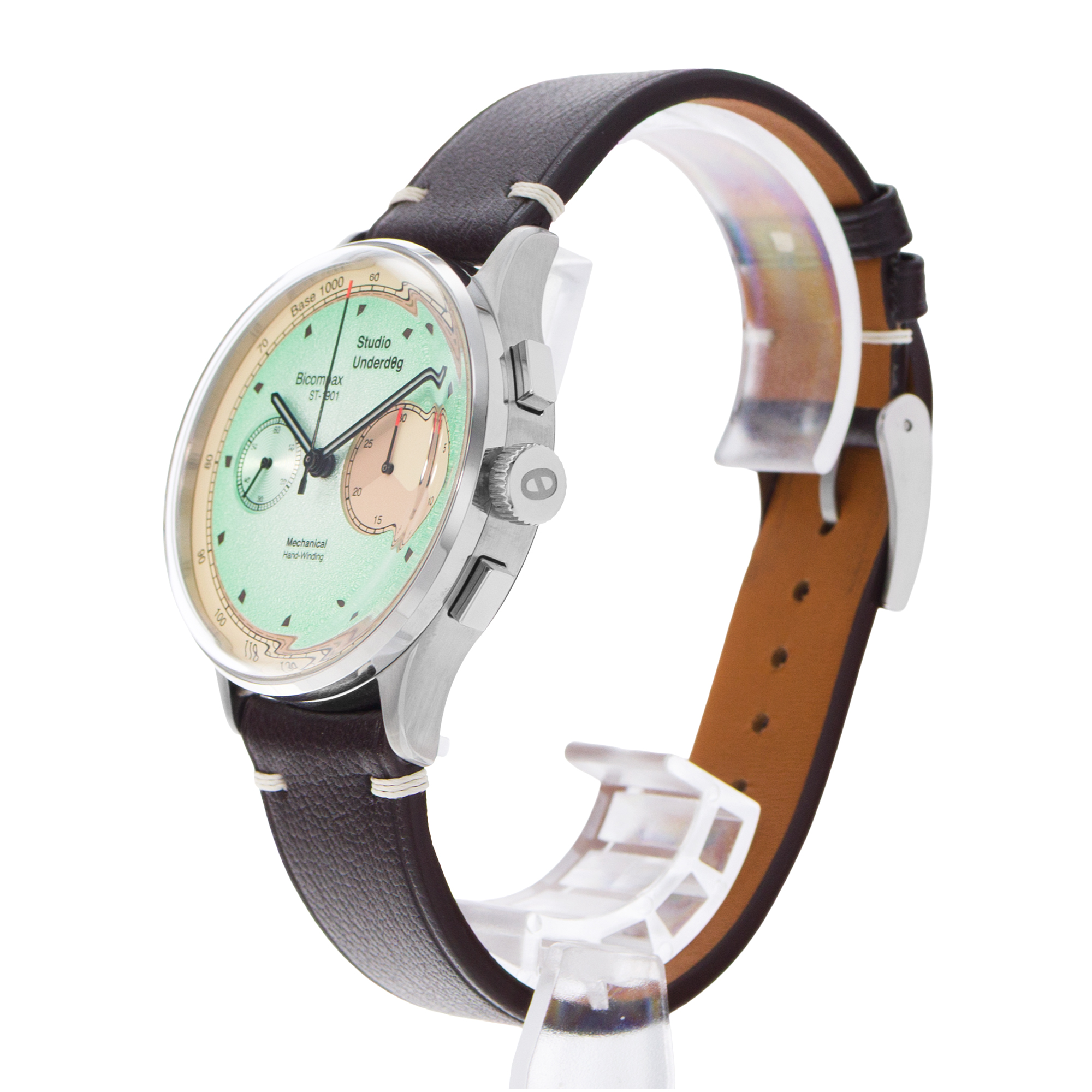 Studio Underd0g Mint Ch0c Chip ST-1901B 38mm Steel Chronograph Mens Watch Box thumbnail 4