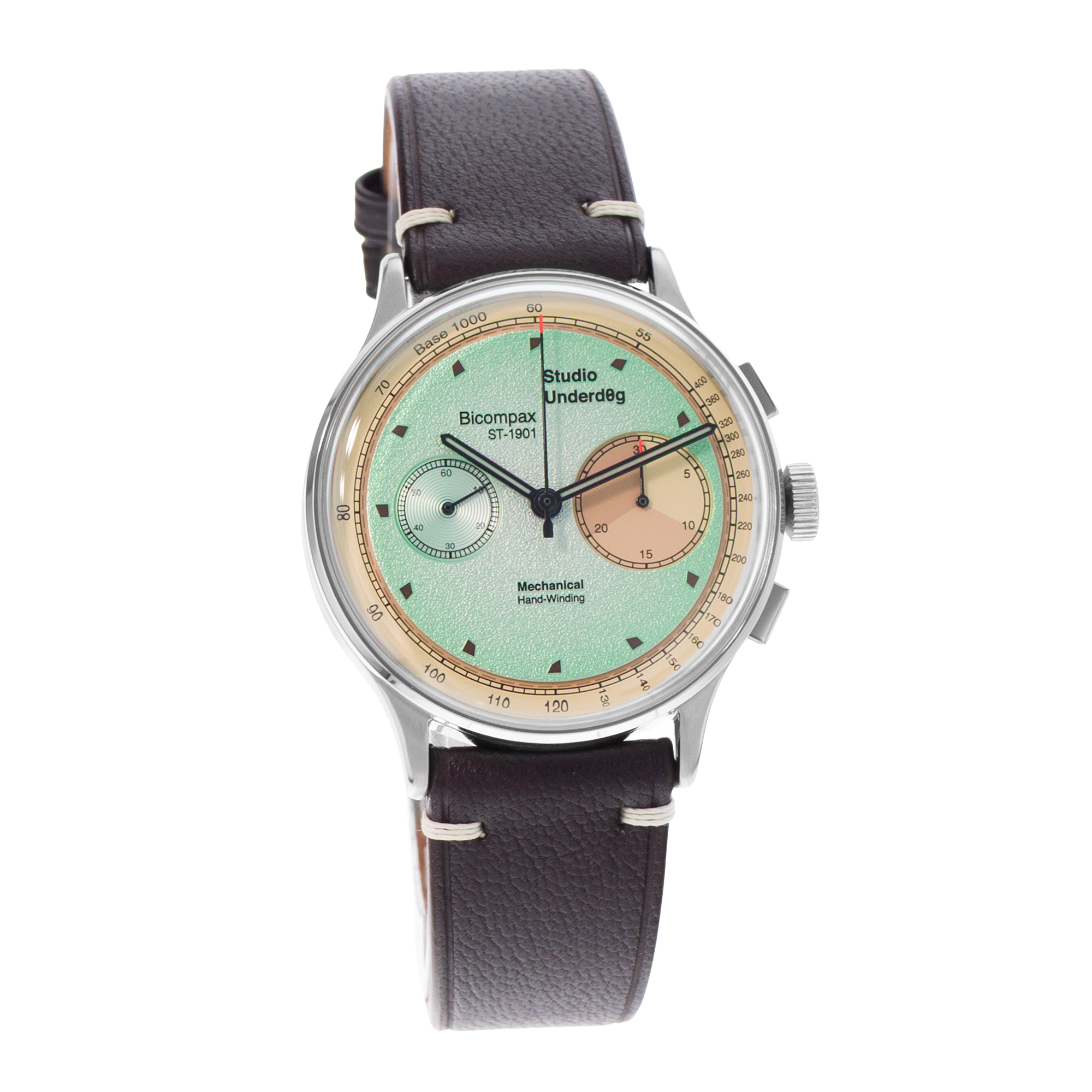 Studio Underd0g Mint Ch0c Chip ST-1901B 38mm Steel Chronograph Mens Watch Box thumbnail 6