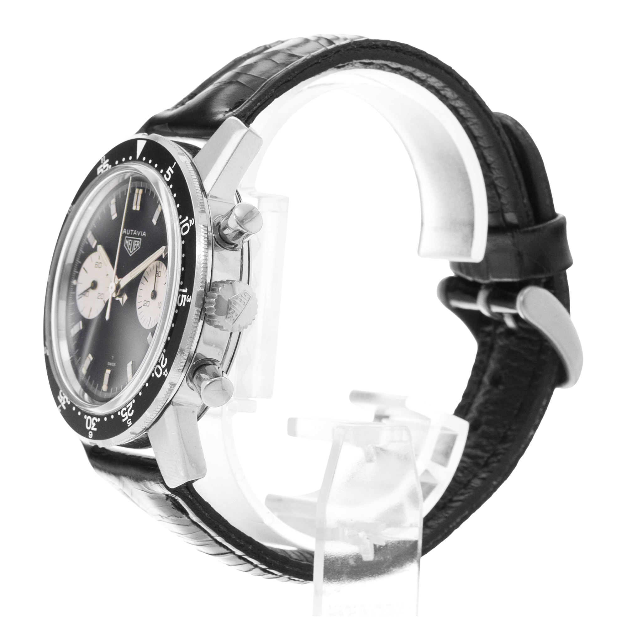 TAG Heuer Autavia 7763 40mm Vintage Black Steel Aluminum Manual Mens Watch 1965 thumbnail 4