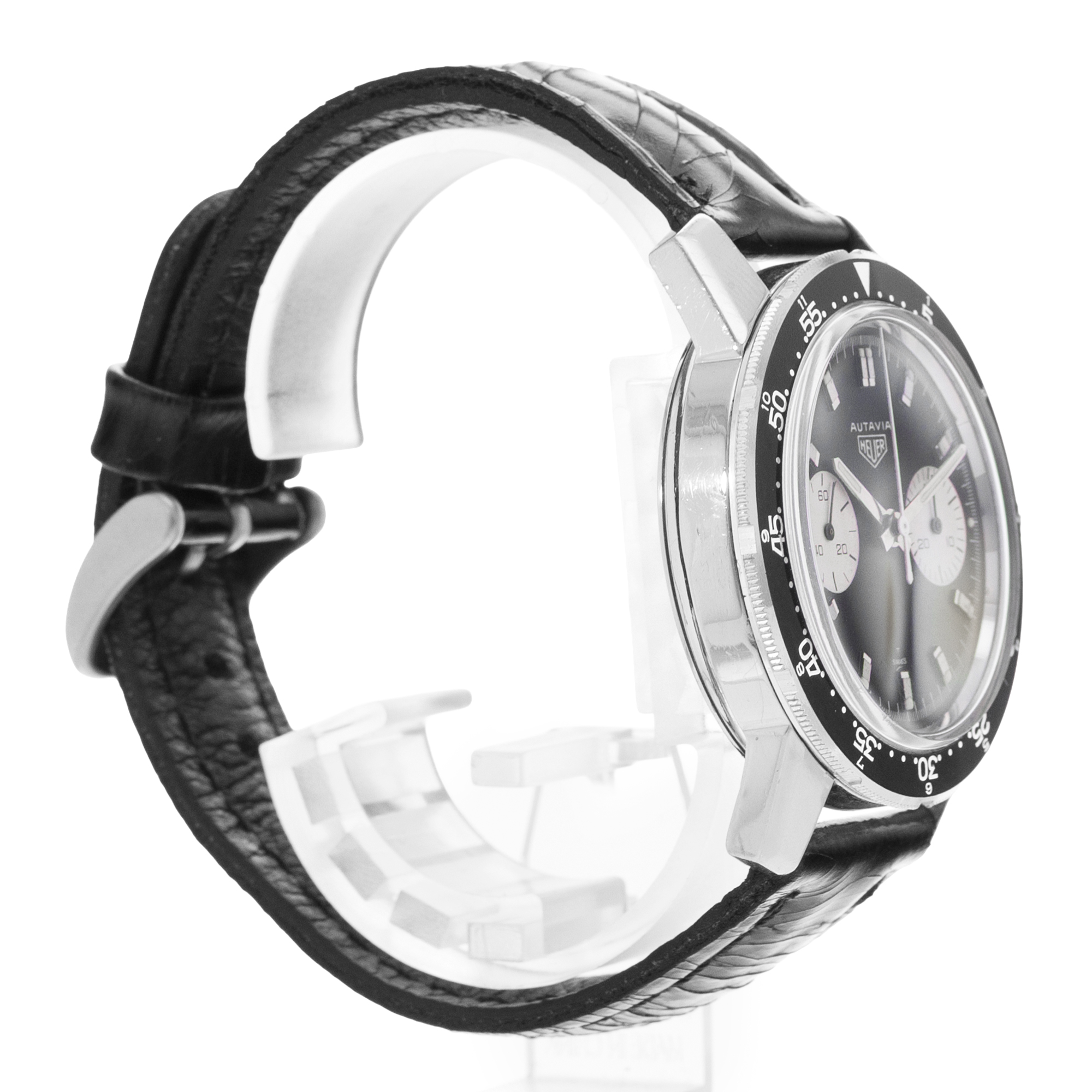 TAG Heuer Autavia 7763 40mm Vintage Black Steel Aluminum Manual Mens Watch 1965 thumbnail 5
