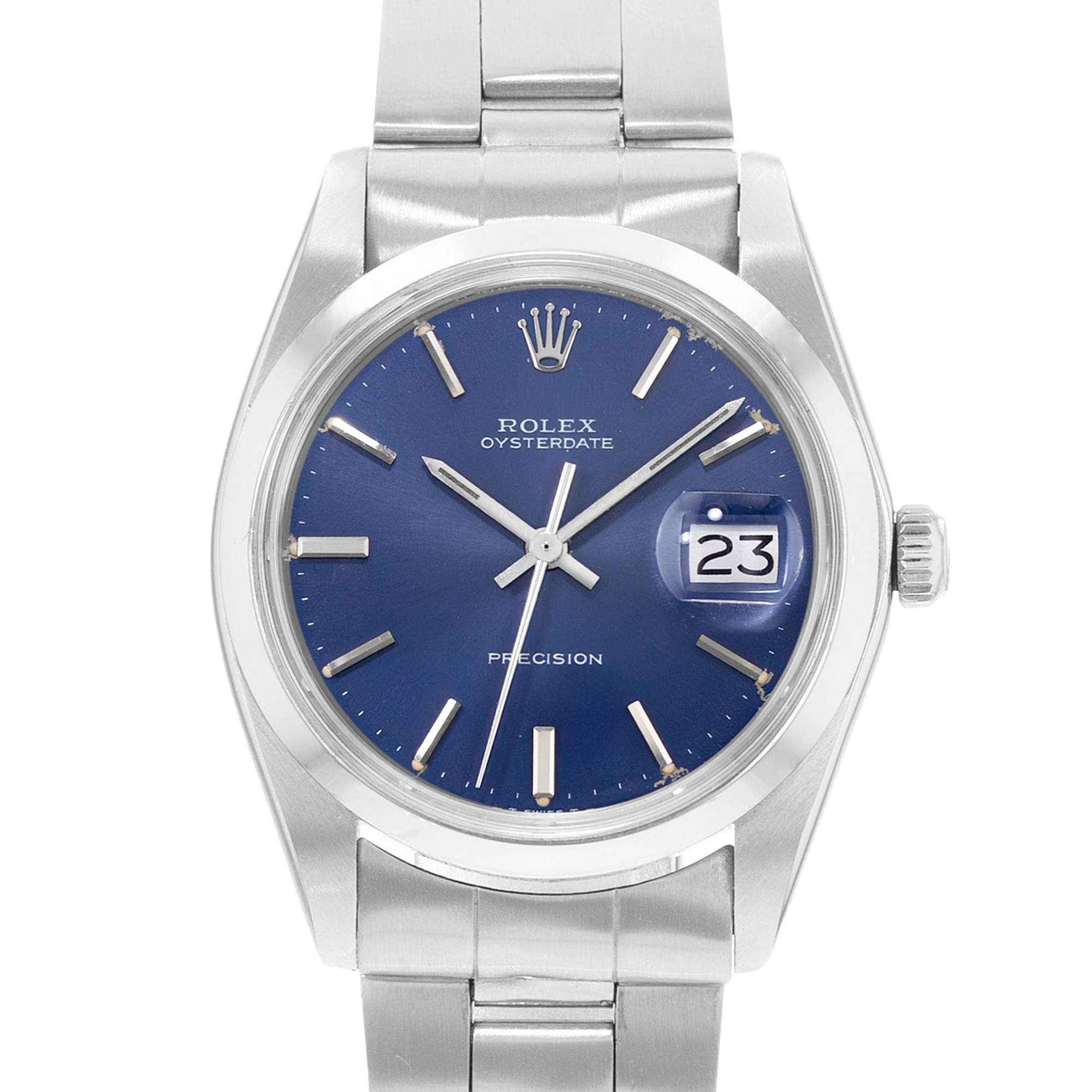 Rolex Oyster Precision 6694 34mm Blue Index Steel Manual Winding Mens Watch thumbnail 1