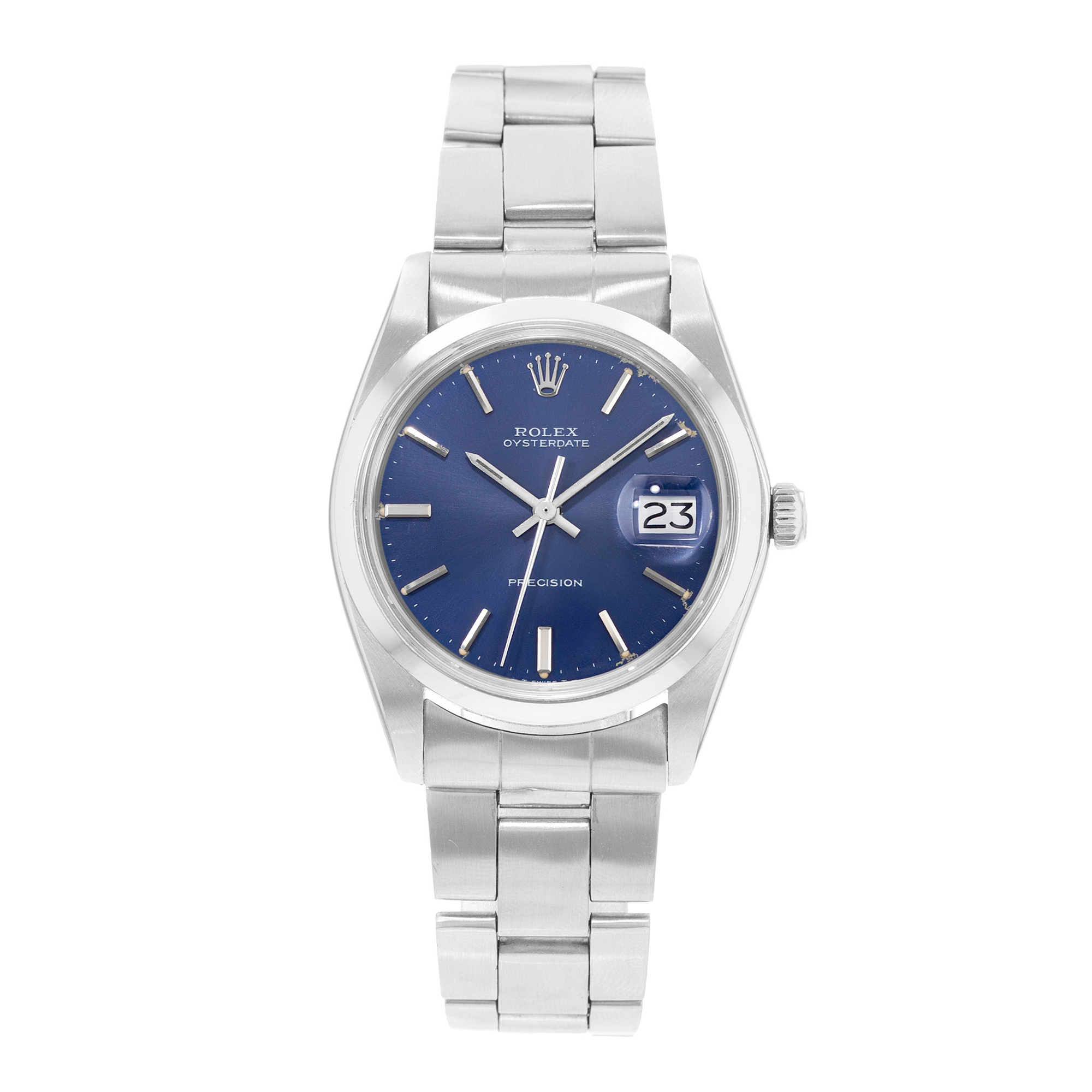 Rolex Oyster Precision 6694 34mm Blue Index Steel Manual Winding Mens Watch thumbnail 2