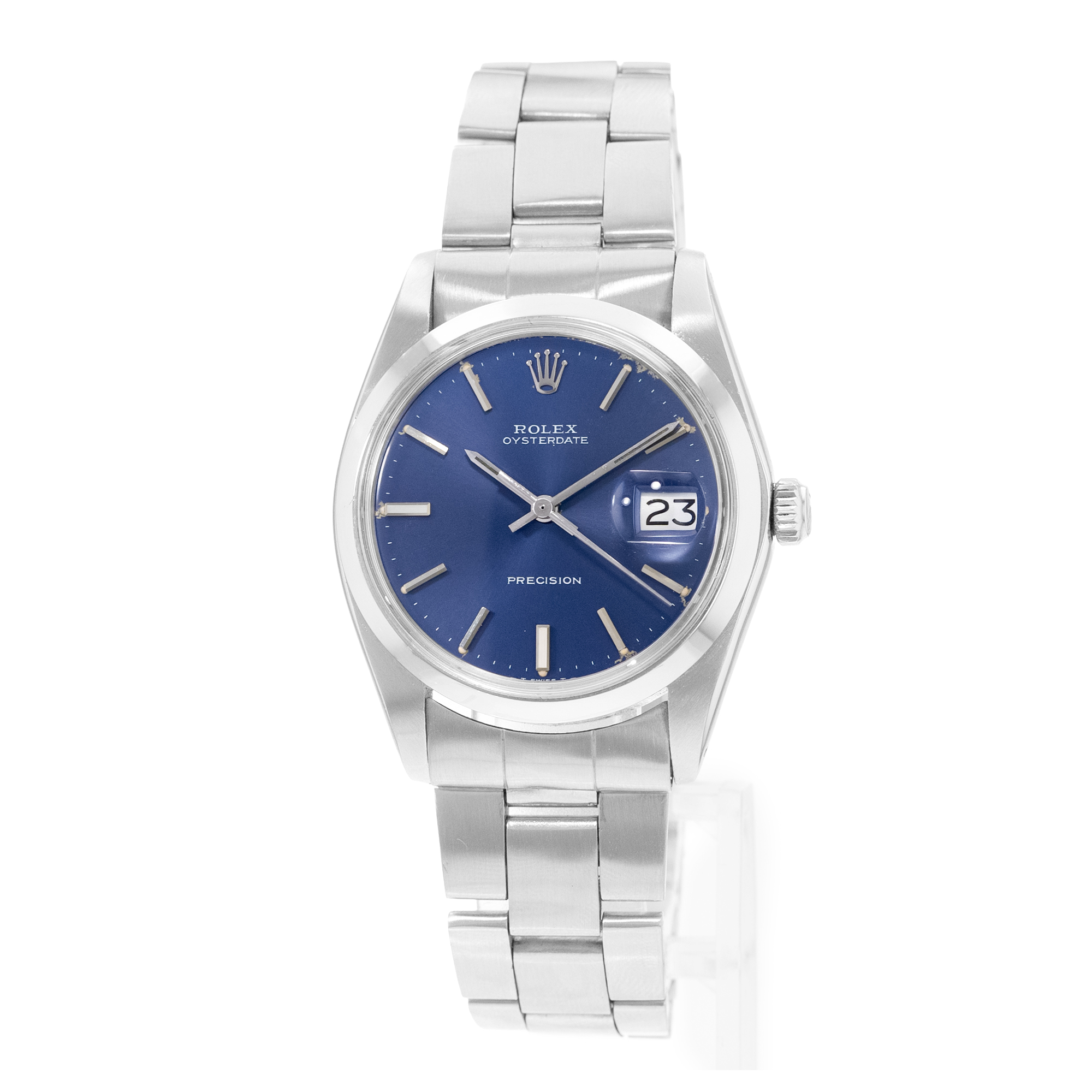 Rolex Oyster Precision 6694 34mm Blue Index Steel Manual Winding Mens Watch thumbnail 3