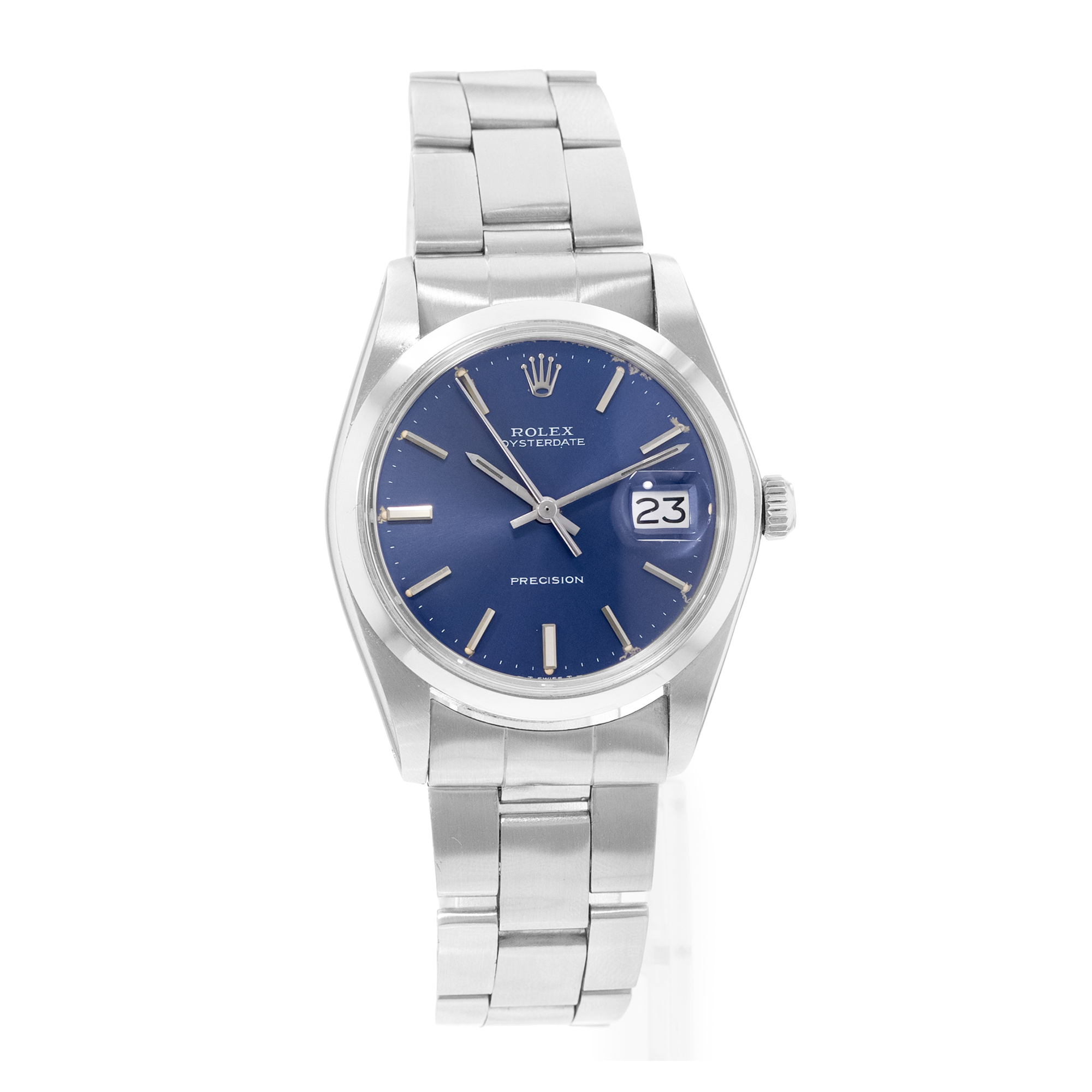 Rolex Oyster Precision 6694 34mm Blue Index Steel Manual Winding Mens Watch thumbnail 6