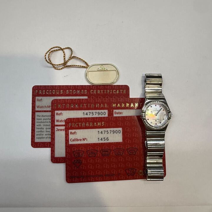 Omega Constellation 1475.79.00 25mm MOP Diamond Steel Ladies Watch Box & Card thumbnail 3
