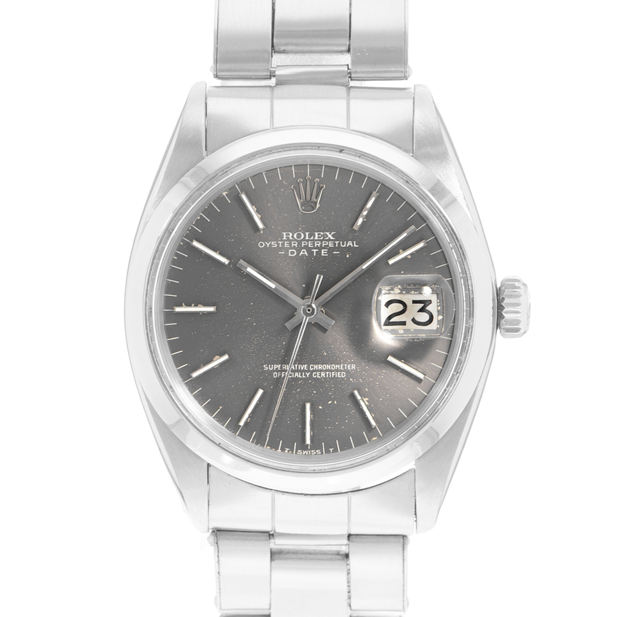Rolex Oyster Perpetual Date 34 1500 Vintage Grey Index Steel Oyster Mens Watch thumbnail 1