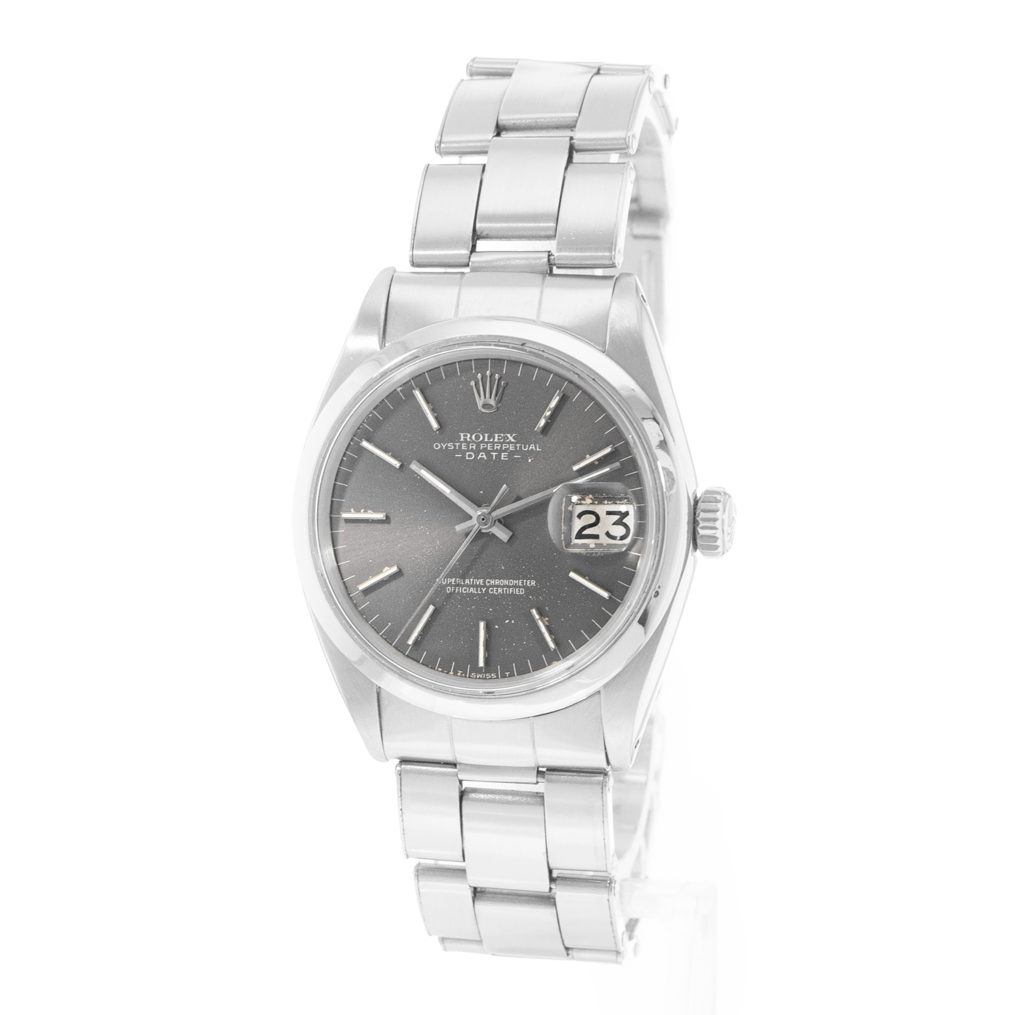 Rolex Oyster Perpetual Date 34 1500 Vintage Grey Index Steel Oyster Mens Watch thumbnail 3