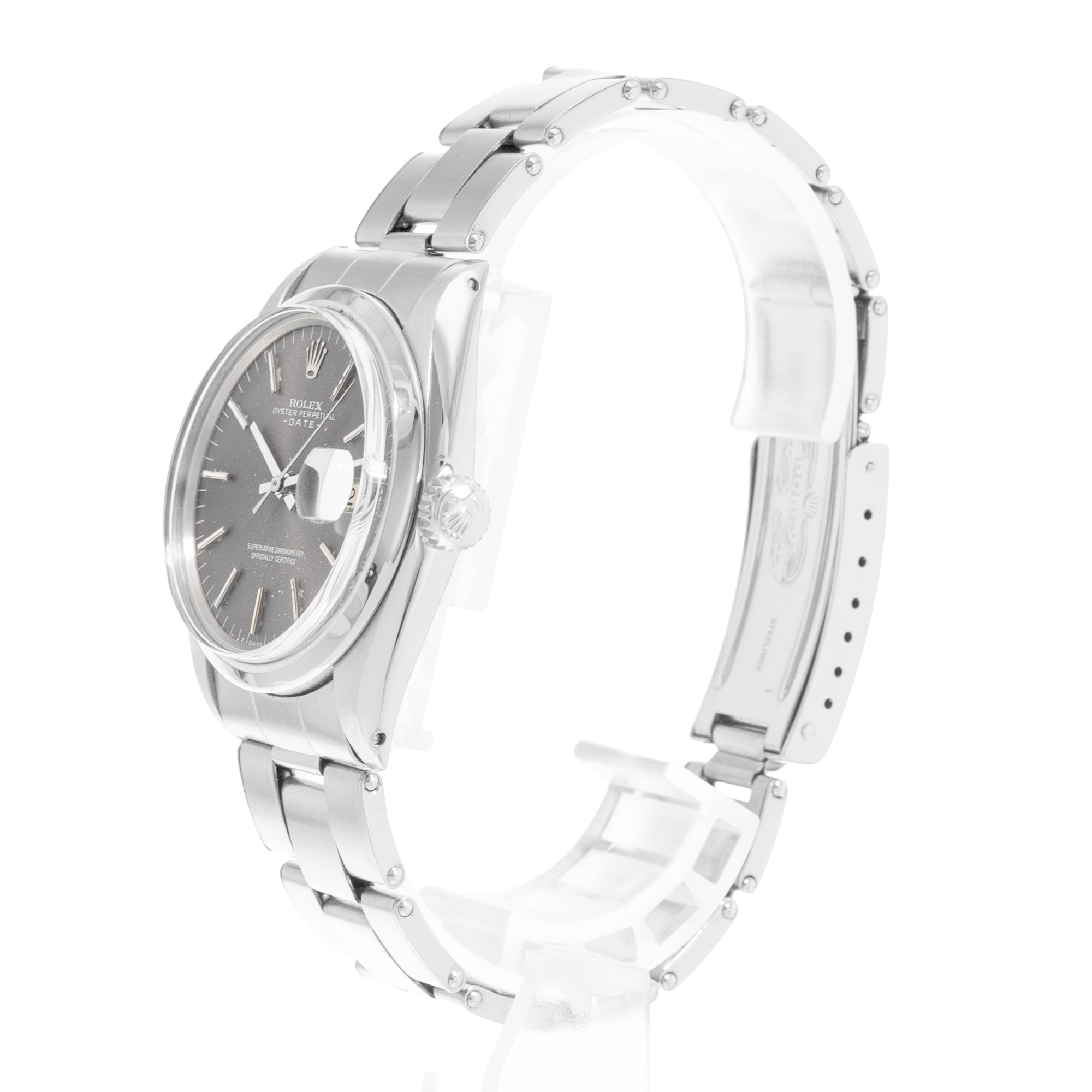 Rolex Oyster Perpetual Date 34 1500 Vintage Grey Index Steel Oyster Mens Watch thumbnail 4