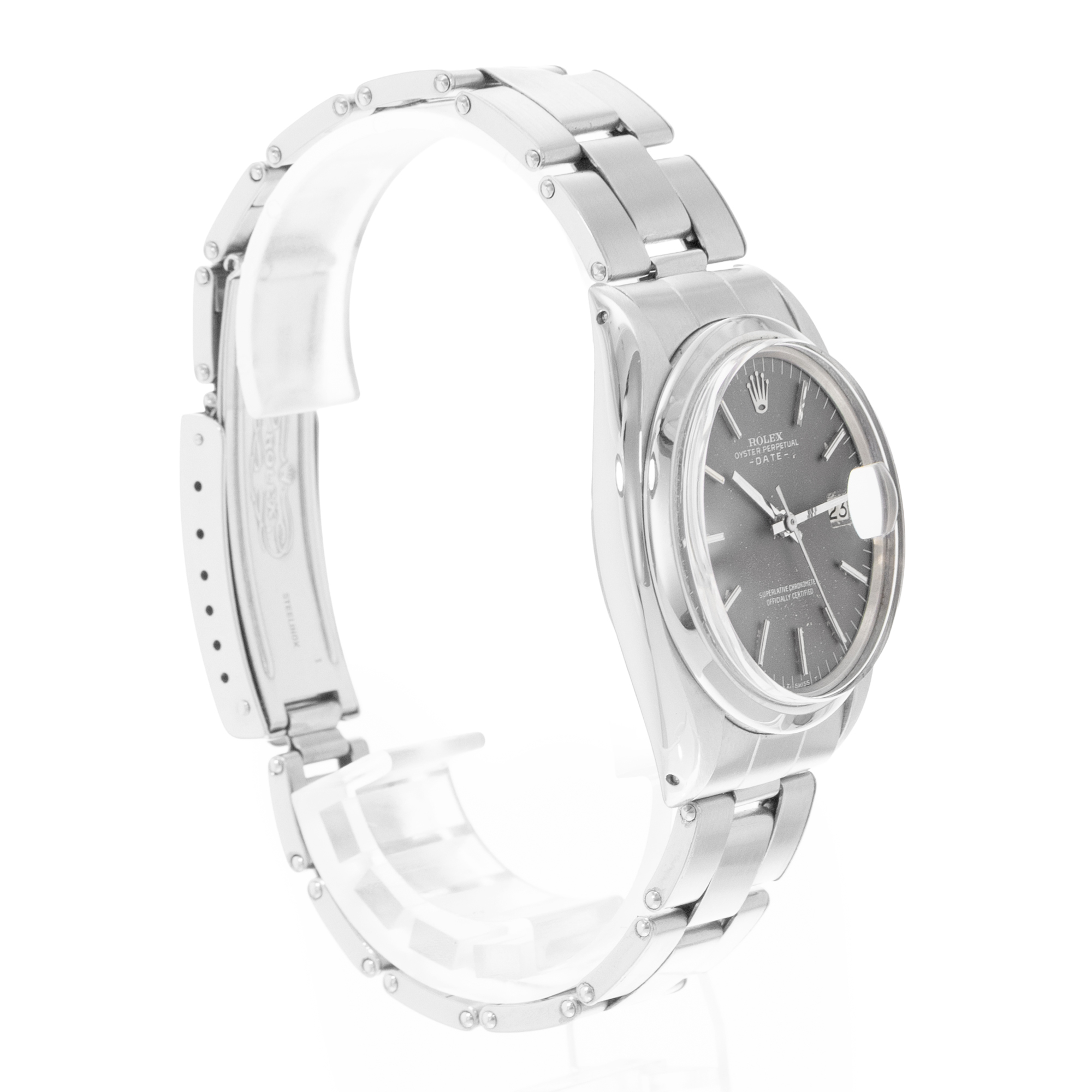 Rolex Oyster Perpetual Date 34 1500 Vintage Grey Index Steel Oyster Mens Watch thumbnail 5