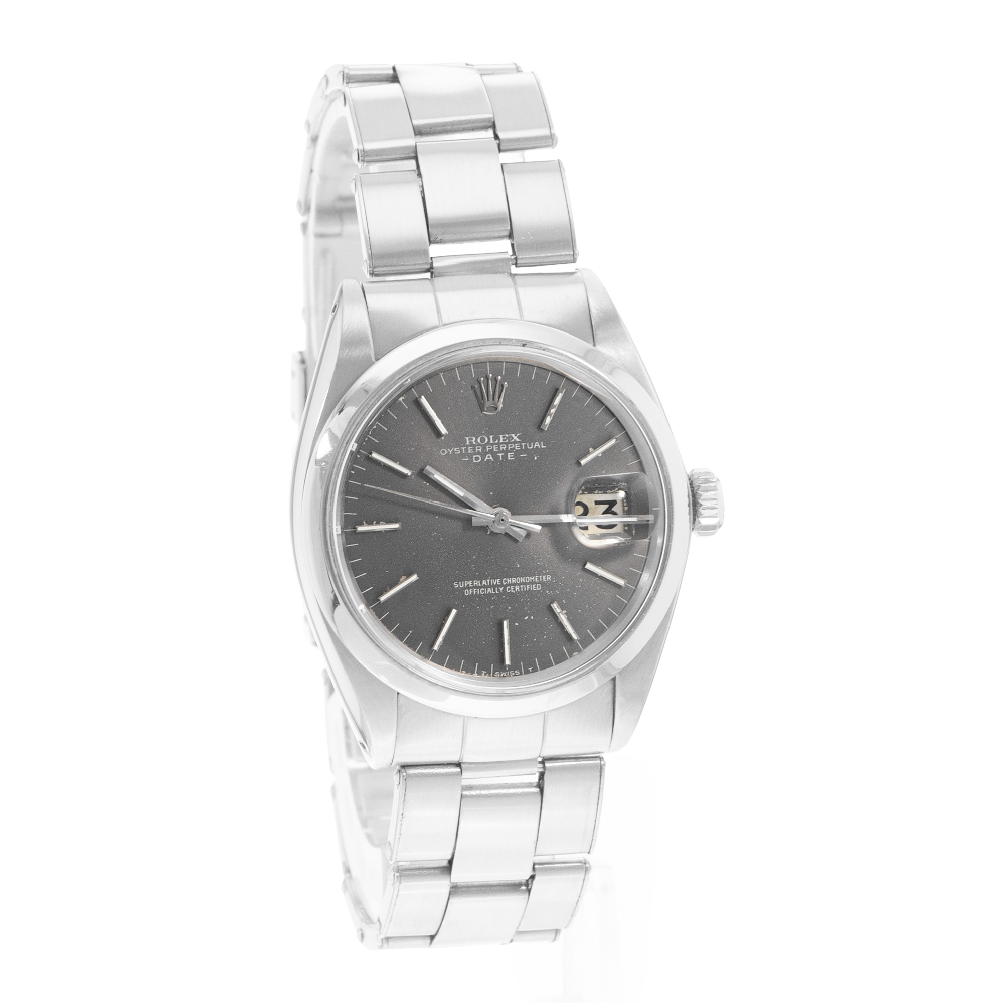 Rolex Oyster Perpetual Date 34 1500 Vintage Grey Index Steel Oyster Mens Watch thumbnail 6