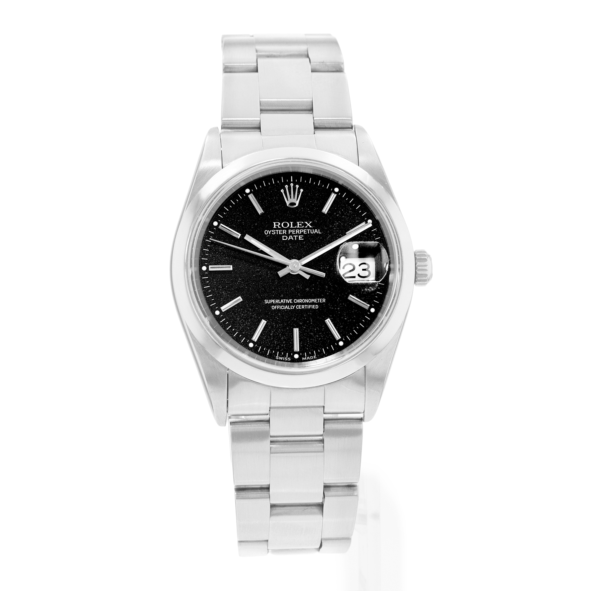 Rolex Oyster Perpetual Date 34 15200 Black Index Steel Mens Watch Papers 2001 thumbnail 7