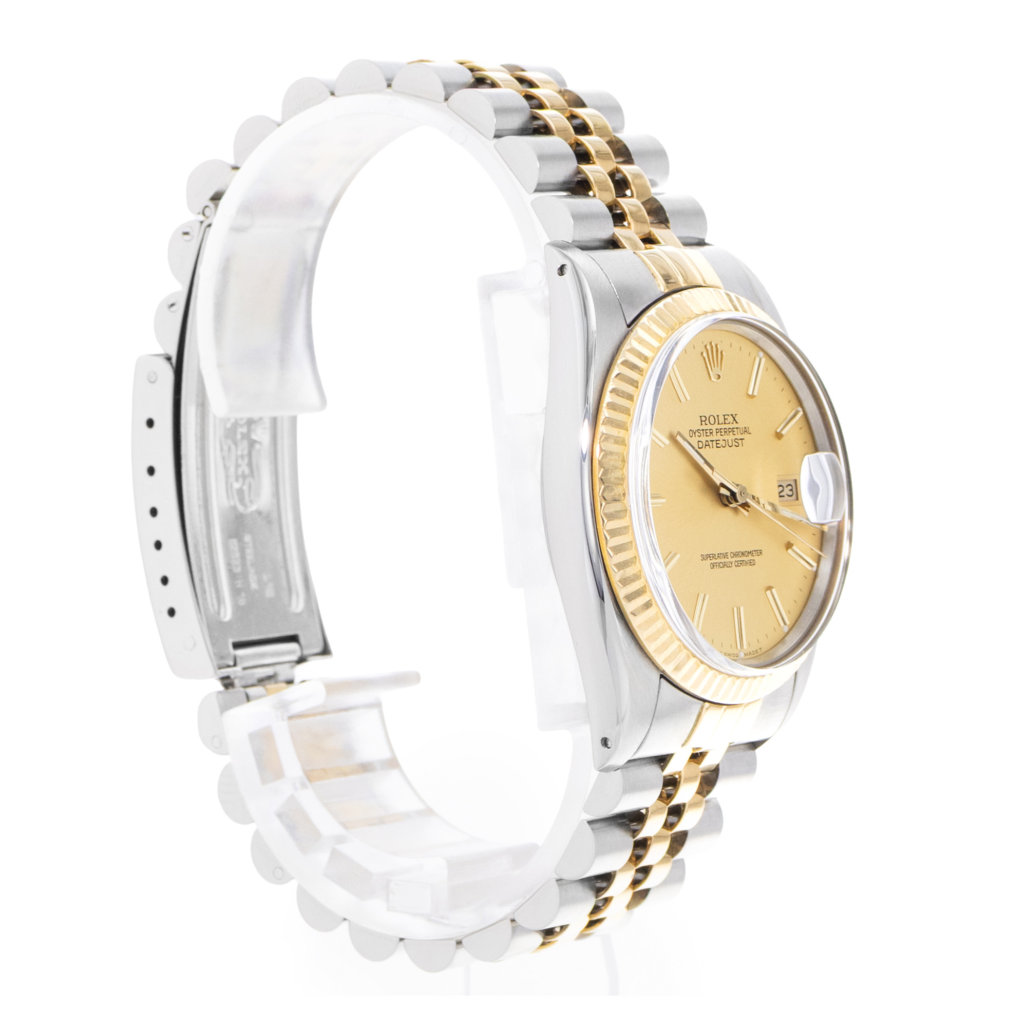 Rolex Datejust 36 16013 Champagne Steel 18k Yellow Gold Mens Watch Papers 1988 thumbnail 6