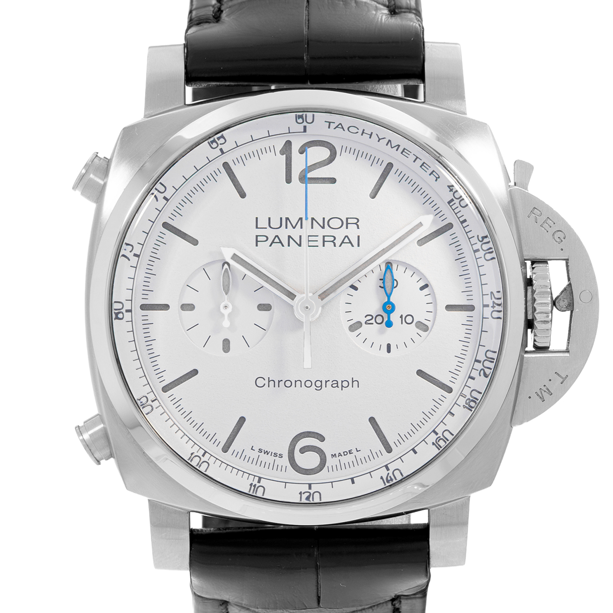 Panerai Luminor Chrono PAM01218 44MM Silver Steel Mens Watch Box thumbnail 1
