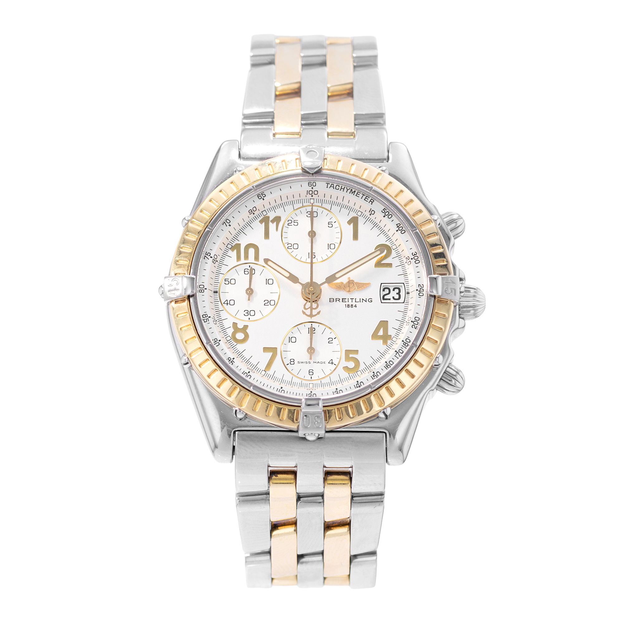 Breitling Chronomat D13050.1 40mm Silver Arabic Steel Yellow Gold Mens Watch thumbnail 2