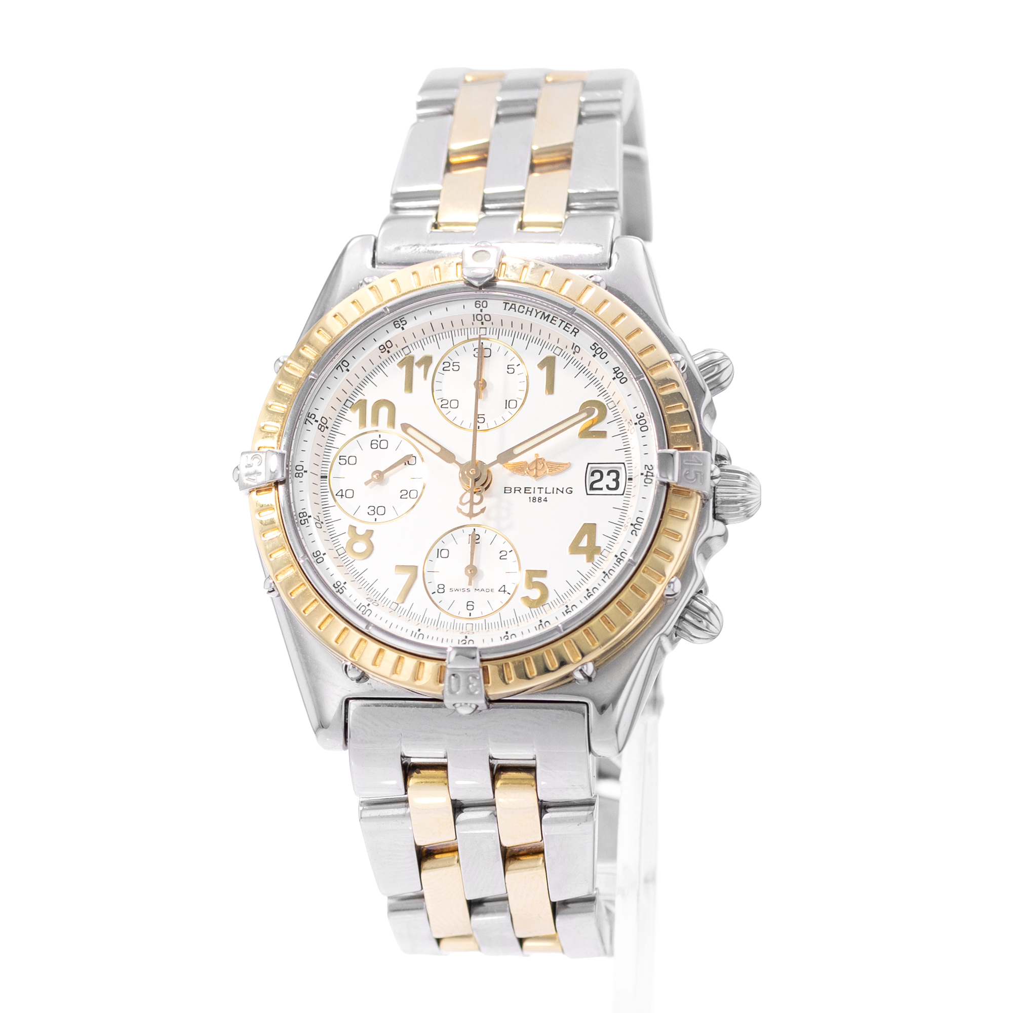Breitling Chronomat D13050.1 40mm Silver Arabic Steel Yellow Gold Mens Watch thumbnail 3