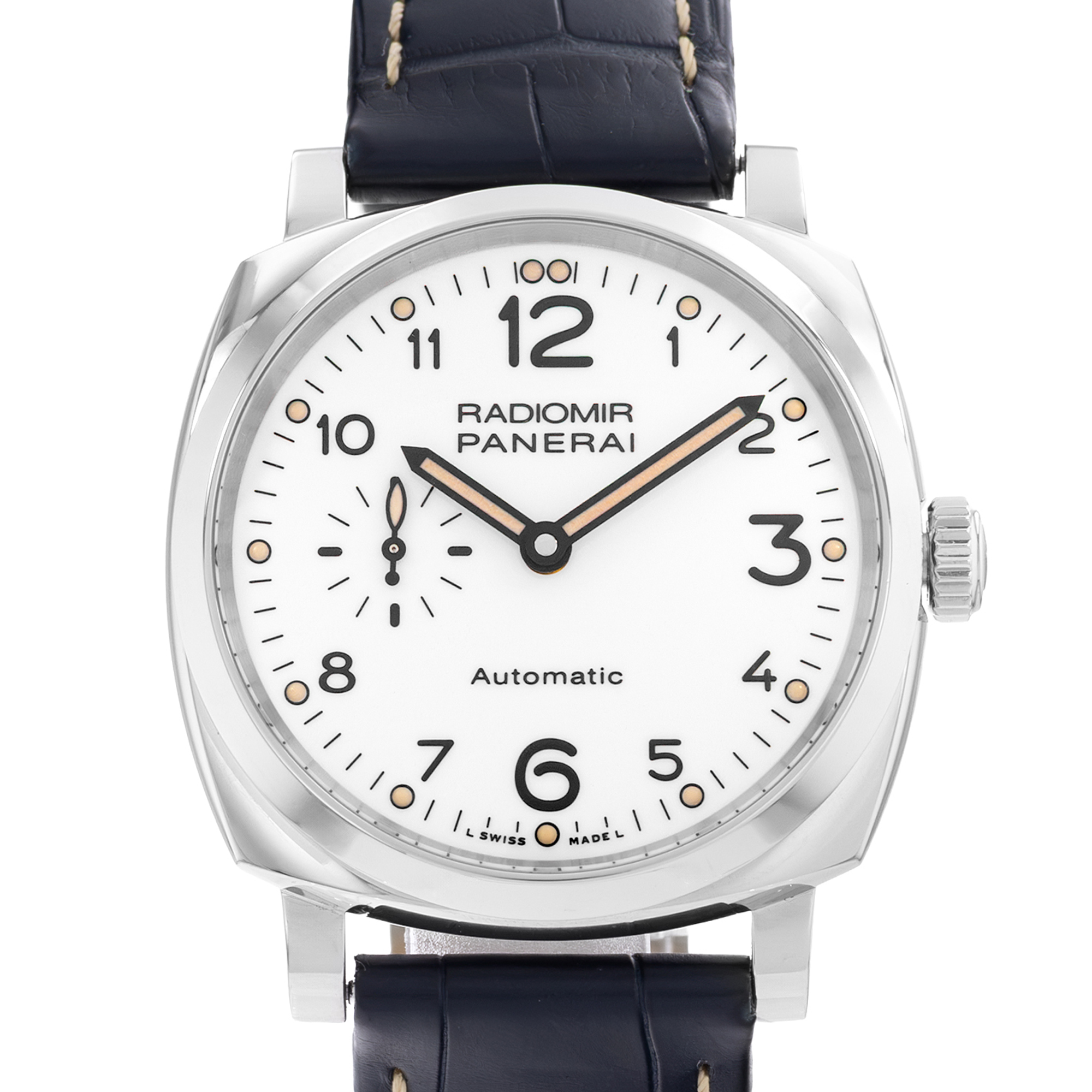 Panerai Radiomir PAM00655 42mm White Arabic Dial Steel Mens Watch Box Card thumbnail 1