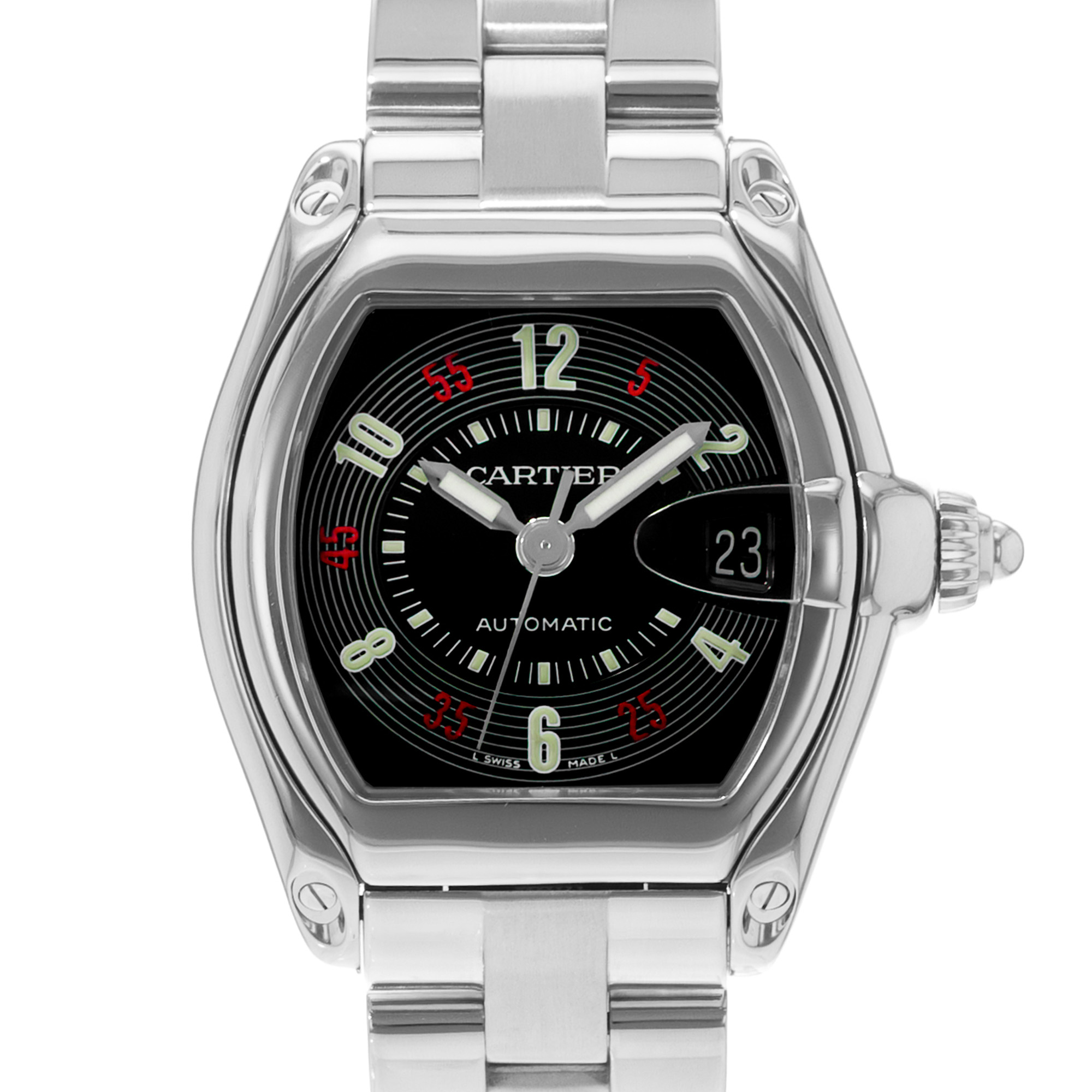 Cartier Roadster W62002V3 2510 38mm Black Arabic Steel Automatic Mens Watch thumbnail 1