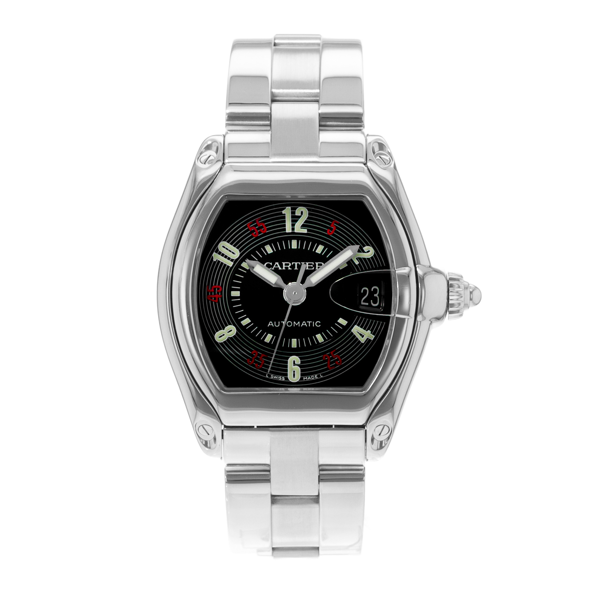 Cartier Roadster W62002V3 2510 38mm Black Arabic Steel Automatic Mens Watch thumbnail 2