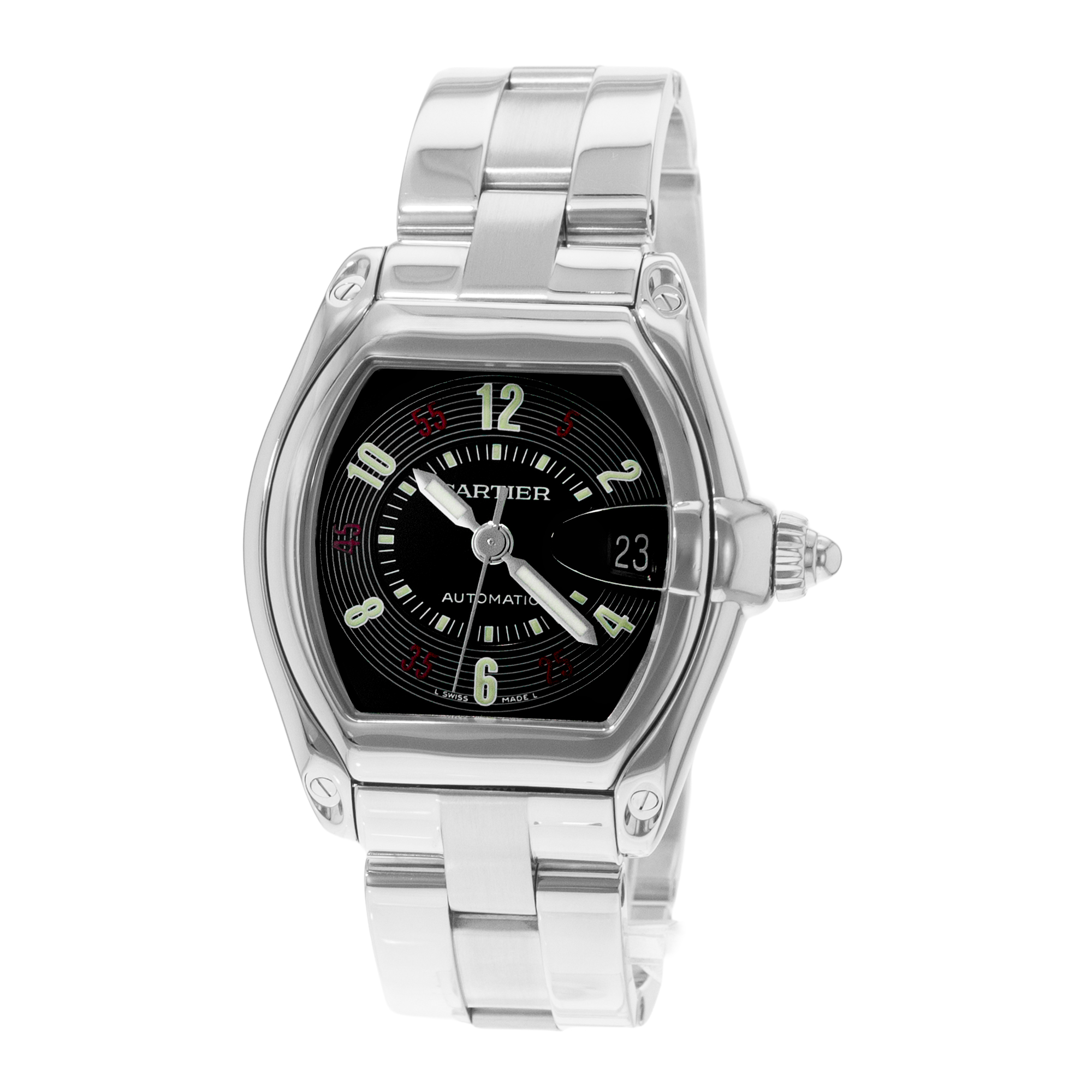 Cartier Roadster W62002V3 2510 38mm Black Arabic Steel Automatic Mens Watch thumbnail 3