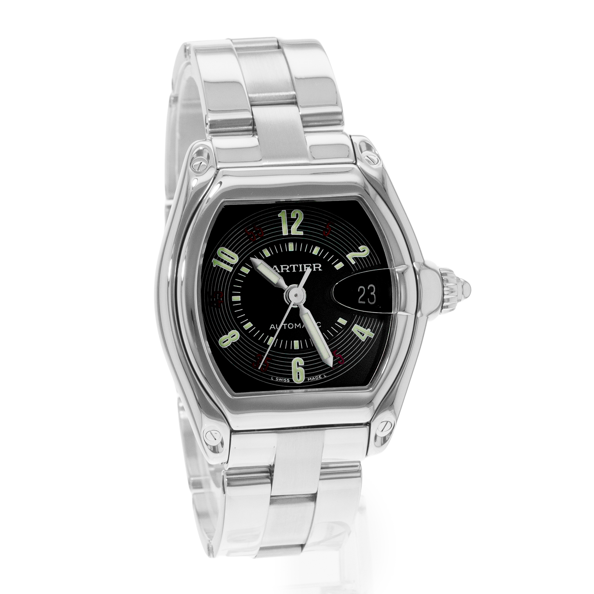 Cartier Roadster W62002V3 2510 38mm Black Arabic Steel Automatic Mens Watch thumbnail 6