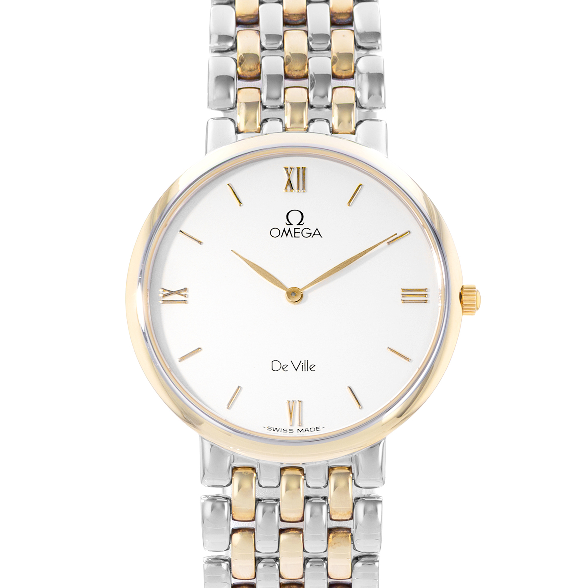 Omega De Ville 395.2378 32mm White Roman Dial Steel Yellow Gold Mens Watch thumbnail 1