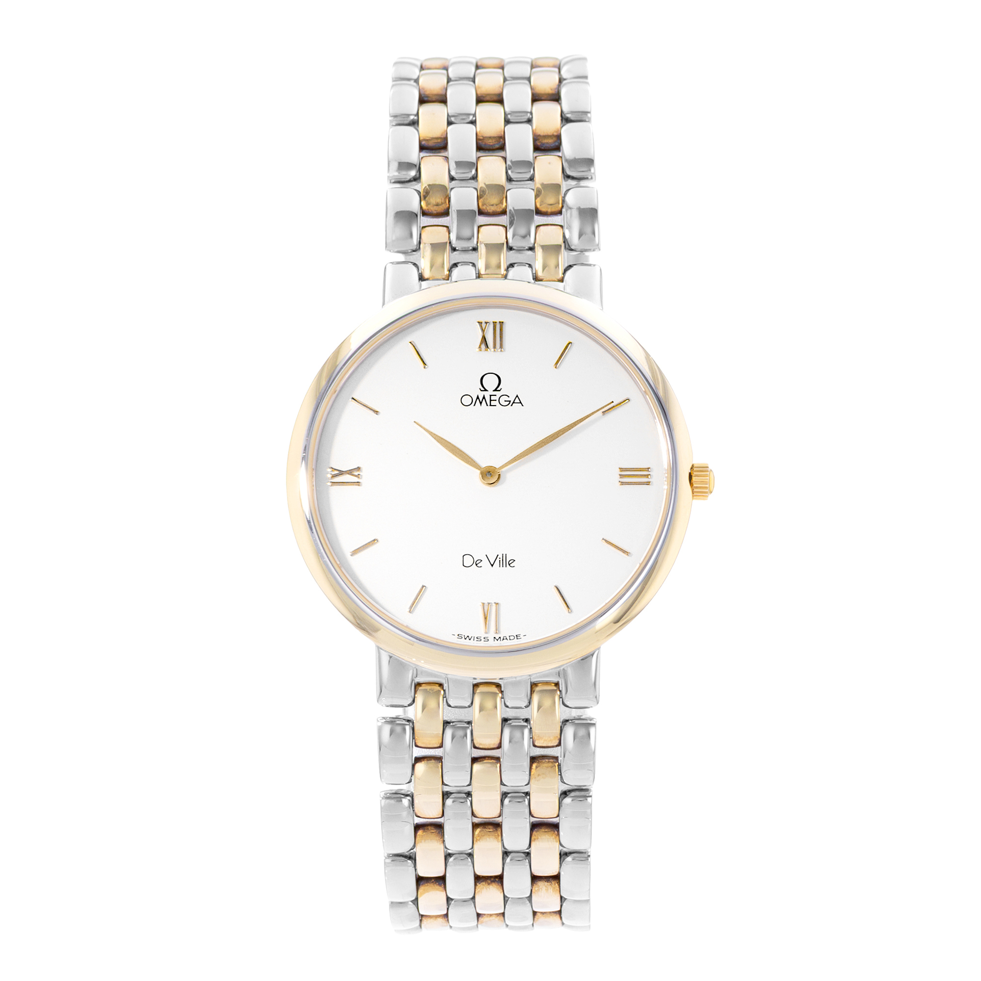 Omega De Ville 395.2378 32mm White Roman Dial Steel Yellow Gold Mens Watch thumbnail 2