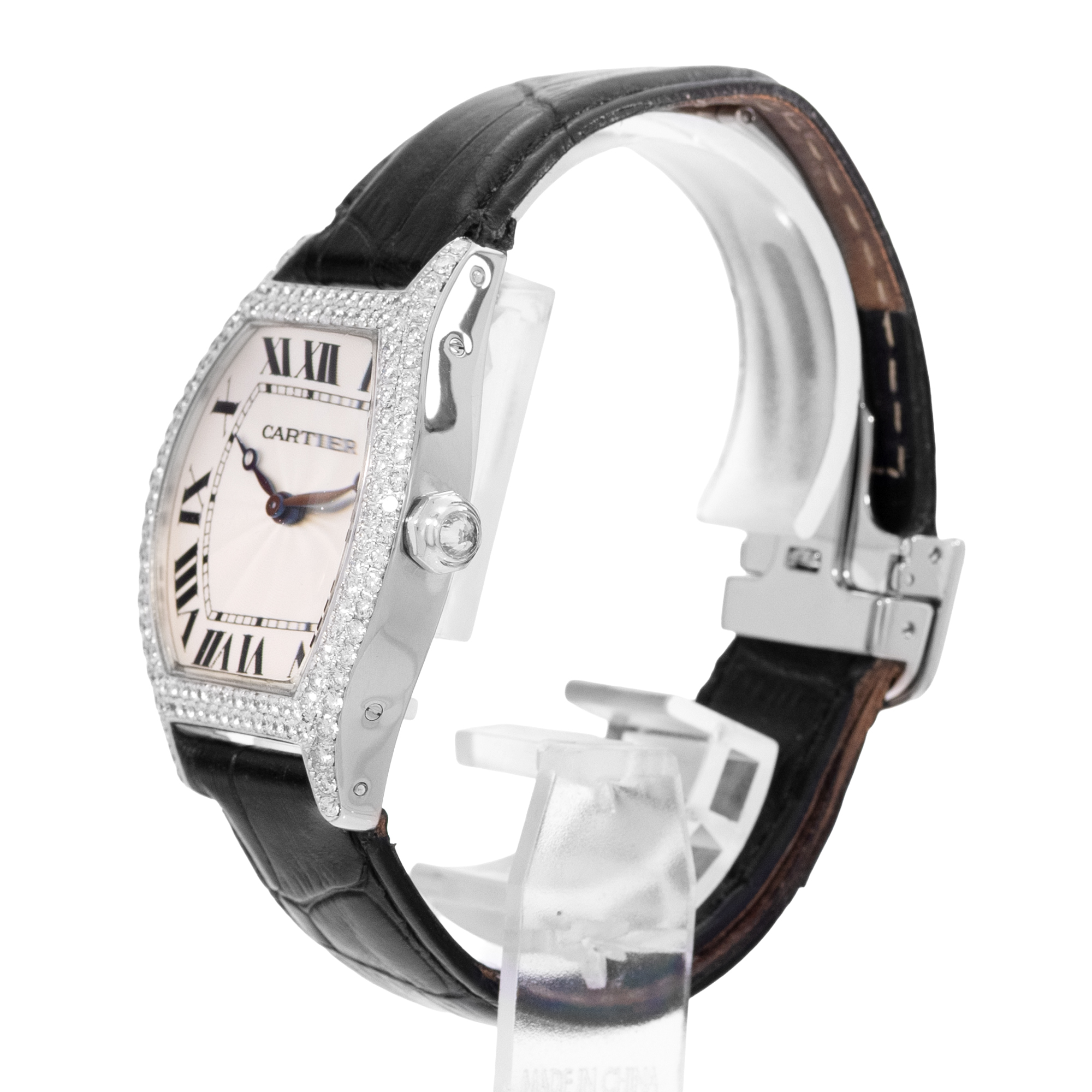 Cartier Tortue WA503851 2497 35mm Large Silver White Gold Diamonds Mens Watch thumbnail 4