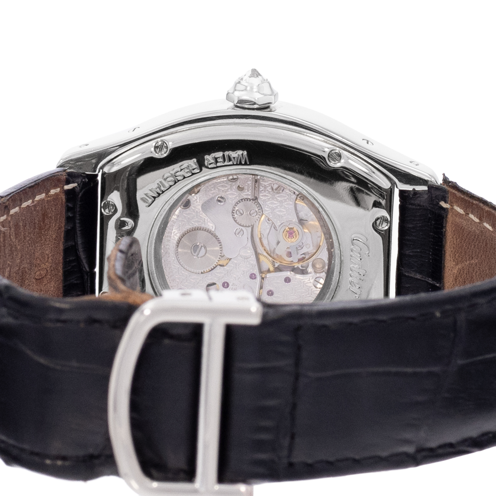 Cartier Tortue WA503851 2497 35mm Large Silver White Gold Diamonds Mens Watch thumbnail 8