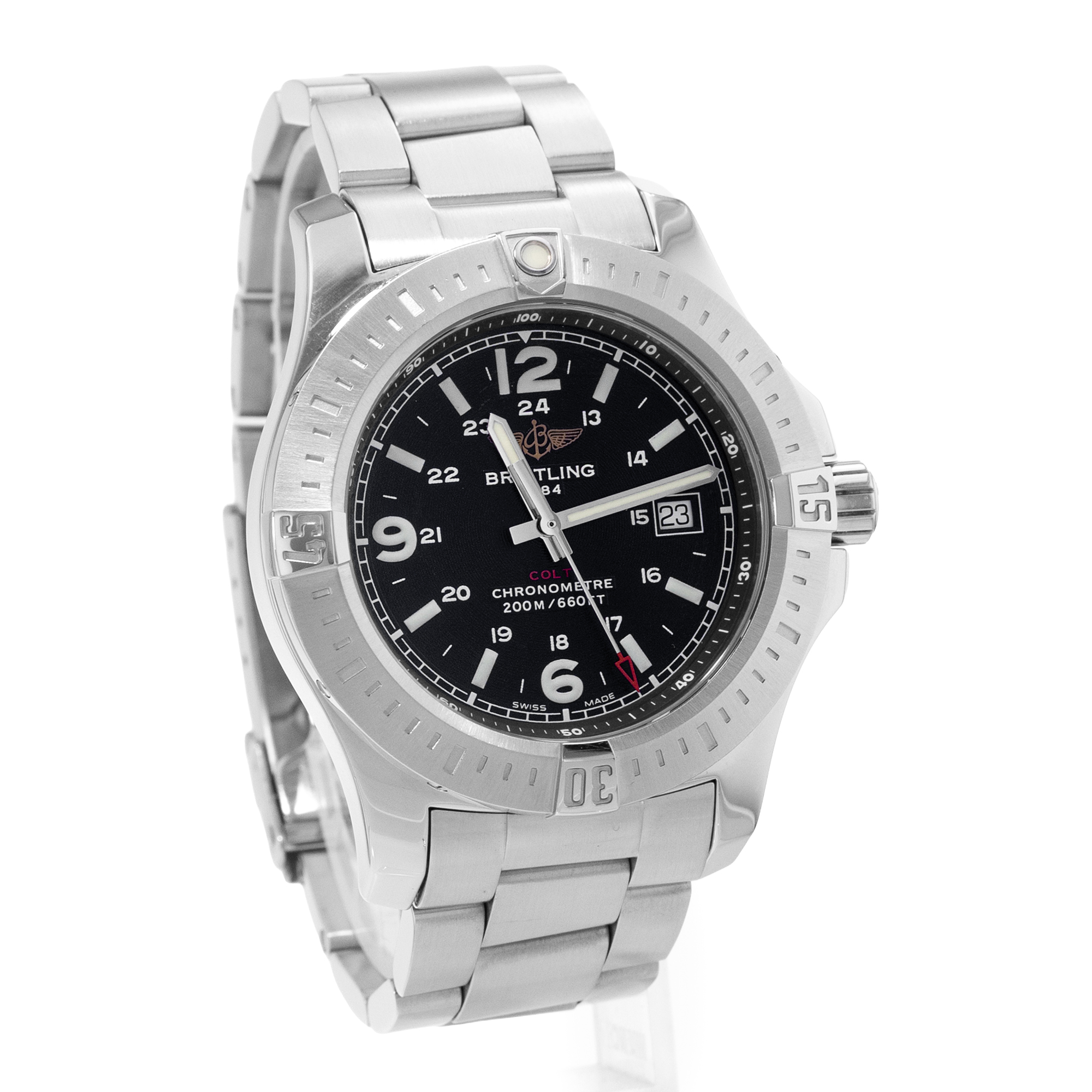 Breitling Colt A74388 44mm Black Arabic Dial Steel Mens Watch Card 2015 thumbnail 7