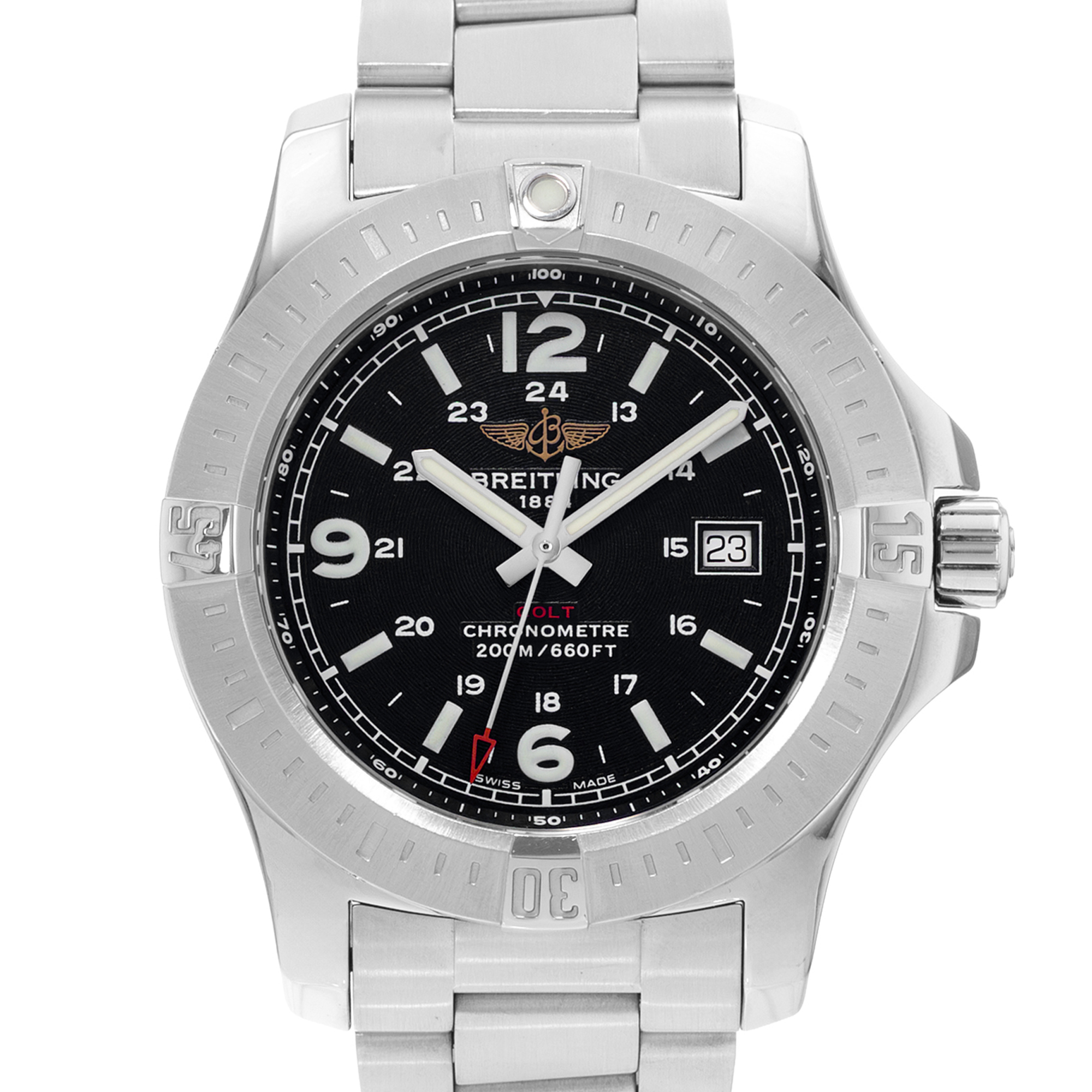 Breitling Colt A74388 44mm Black Arabic Dial Steel Mens Watch Card 2015 thumbnail 1