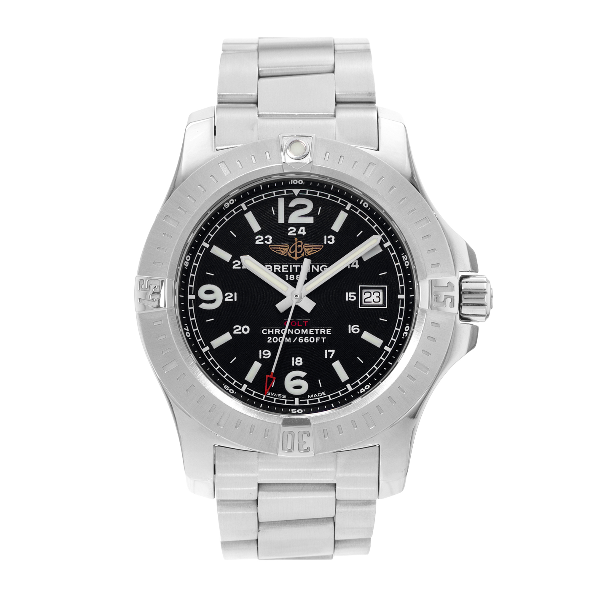 Breitling Colt A74388 44mm Black Arabic Dial Steel Mens Watch Card 2015 thumbnail 2