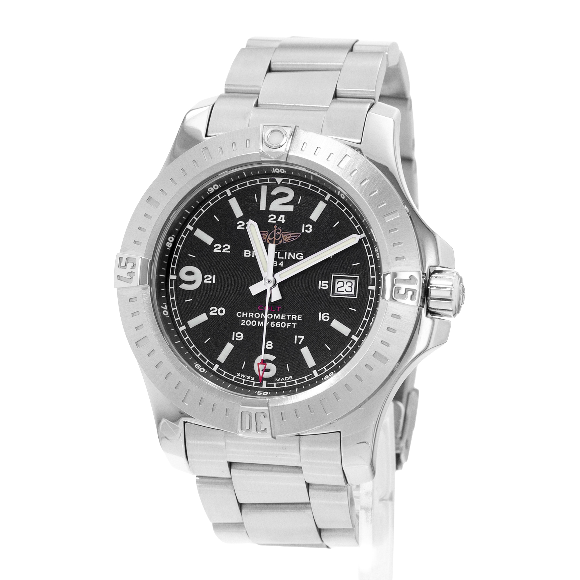 Breitling Colt A74388 44mm Black Arabic Dial Steel Mens Watch Card 2015 thumbnail 4