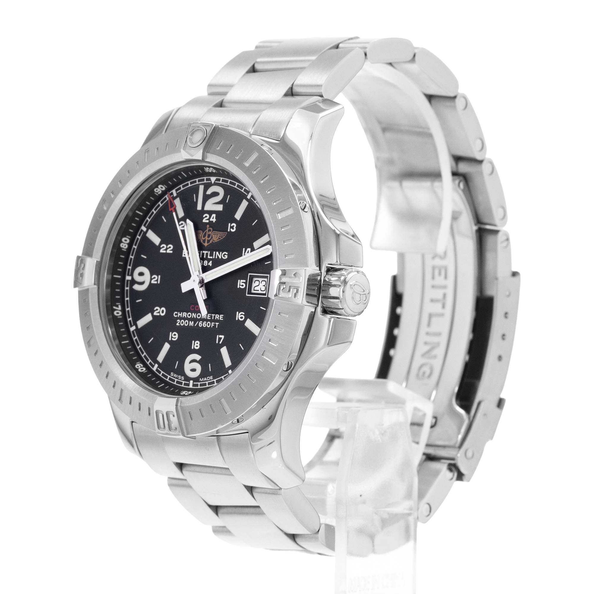 Breitling Colt A74388 44mm Black Arabic Dial Steel Mens Watch Card 2015 thumbnail 5