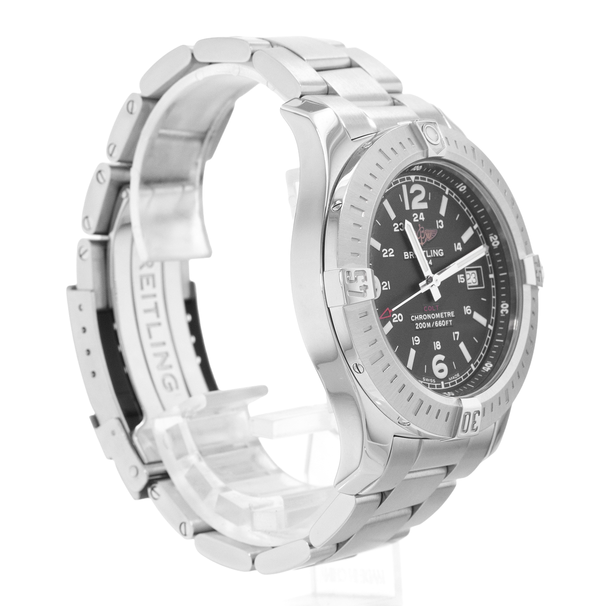 Breitling Colt A74388 44mm Black Arabic Dial Steel Mens Watch Card 2015 thumbnail 6