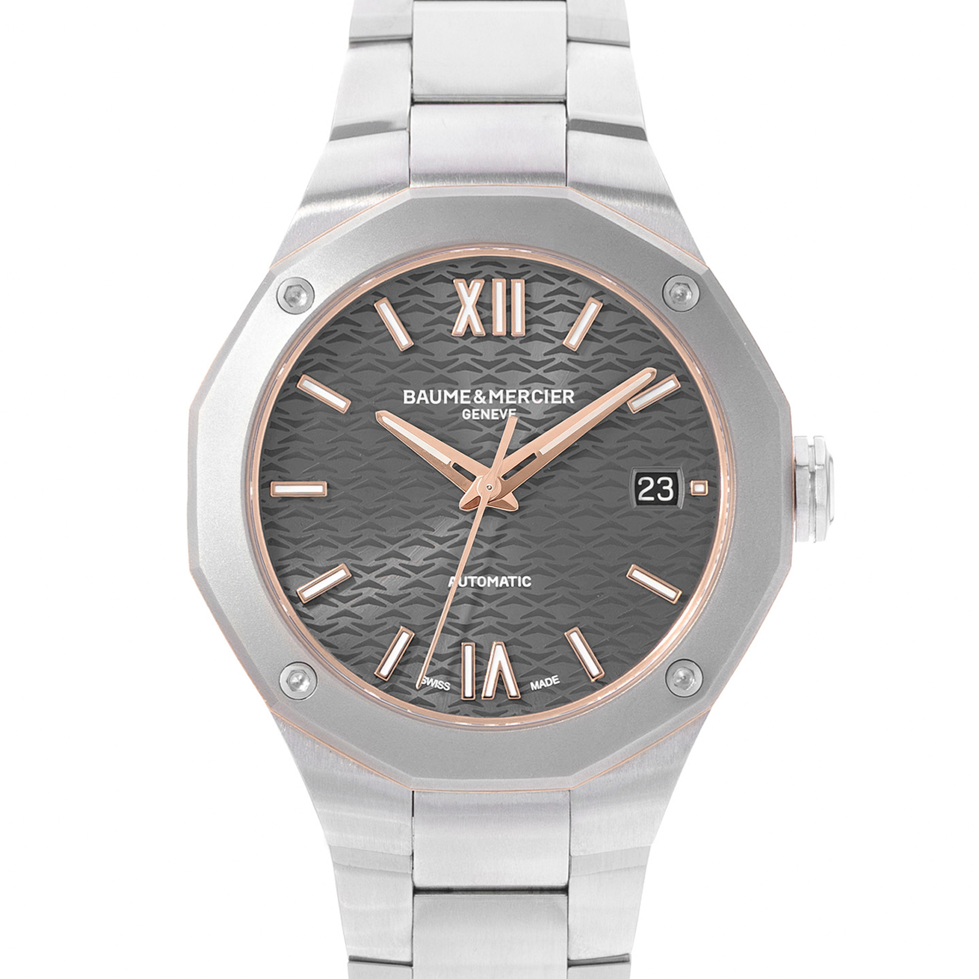 Baume & Mercier Riviera M0A10661 36mm Grey Roman Dial Steel Mens Watch Box Card thumbnail 1