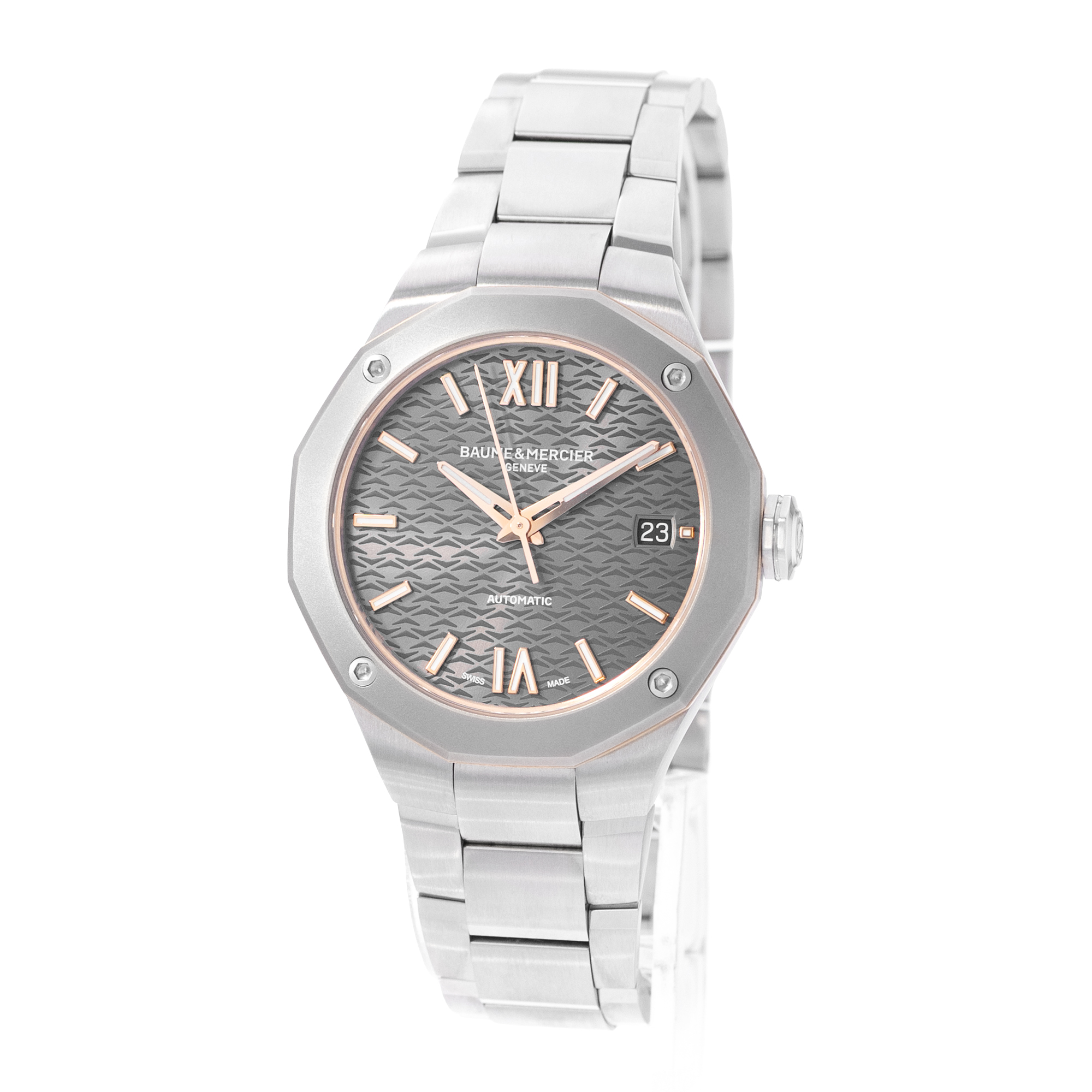 Baume & Mercier Riviera M0A10661 36mm Grey Roman Dial Steel Mens Watch Box Card thumbnail 4