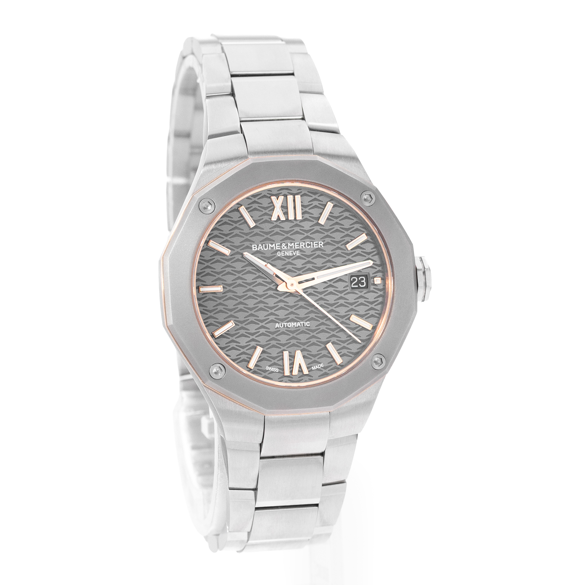 Baume & Mercier Riviera M0A10661 36mm Grey Roman Dial Steel Mens Watch Box Card thumbnail 7