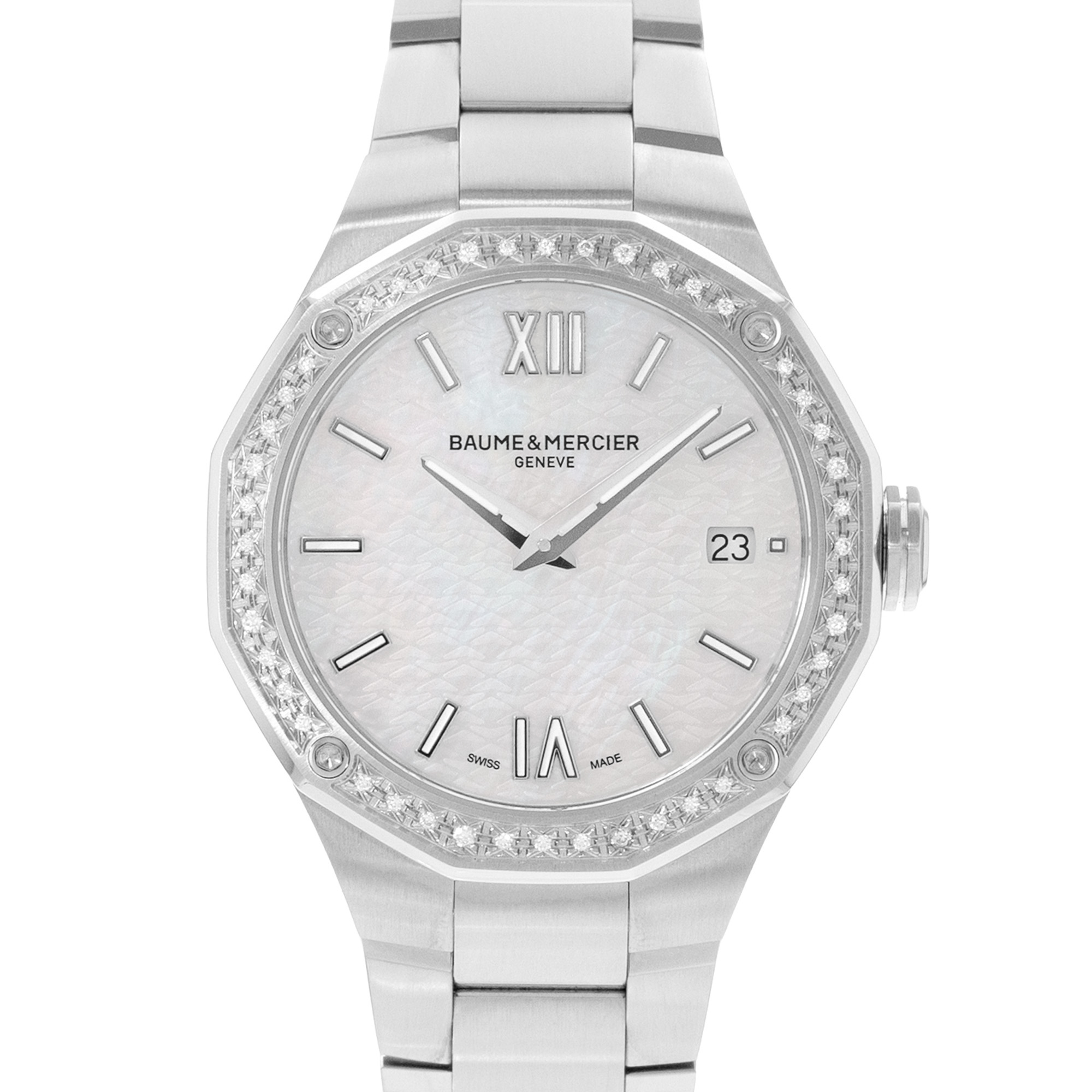 Baume & Mercier Riviera M0A10662 36mm MOP Dial Steel Mens Watch Box Card 2026 thumbnail 1
